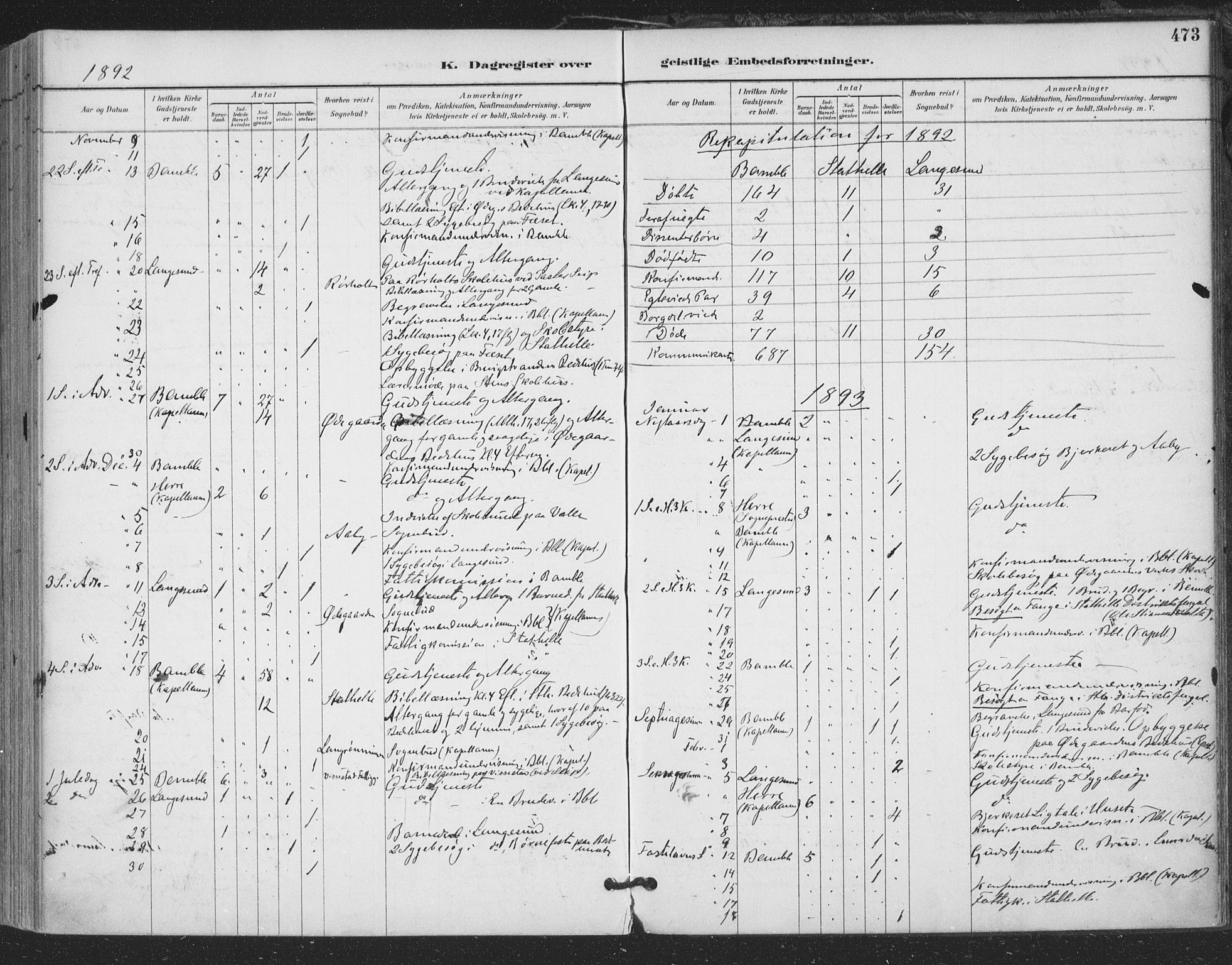 Bamble kirkebøker, AV/SAKO-A-253/F/Fa/L0008: Parish register (official) no. I 8, 1888-1900, p. 473