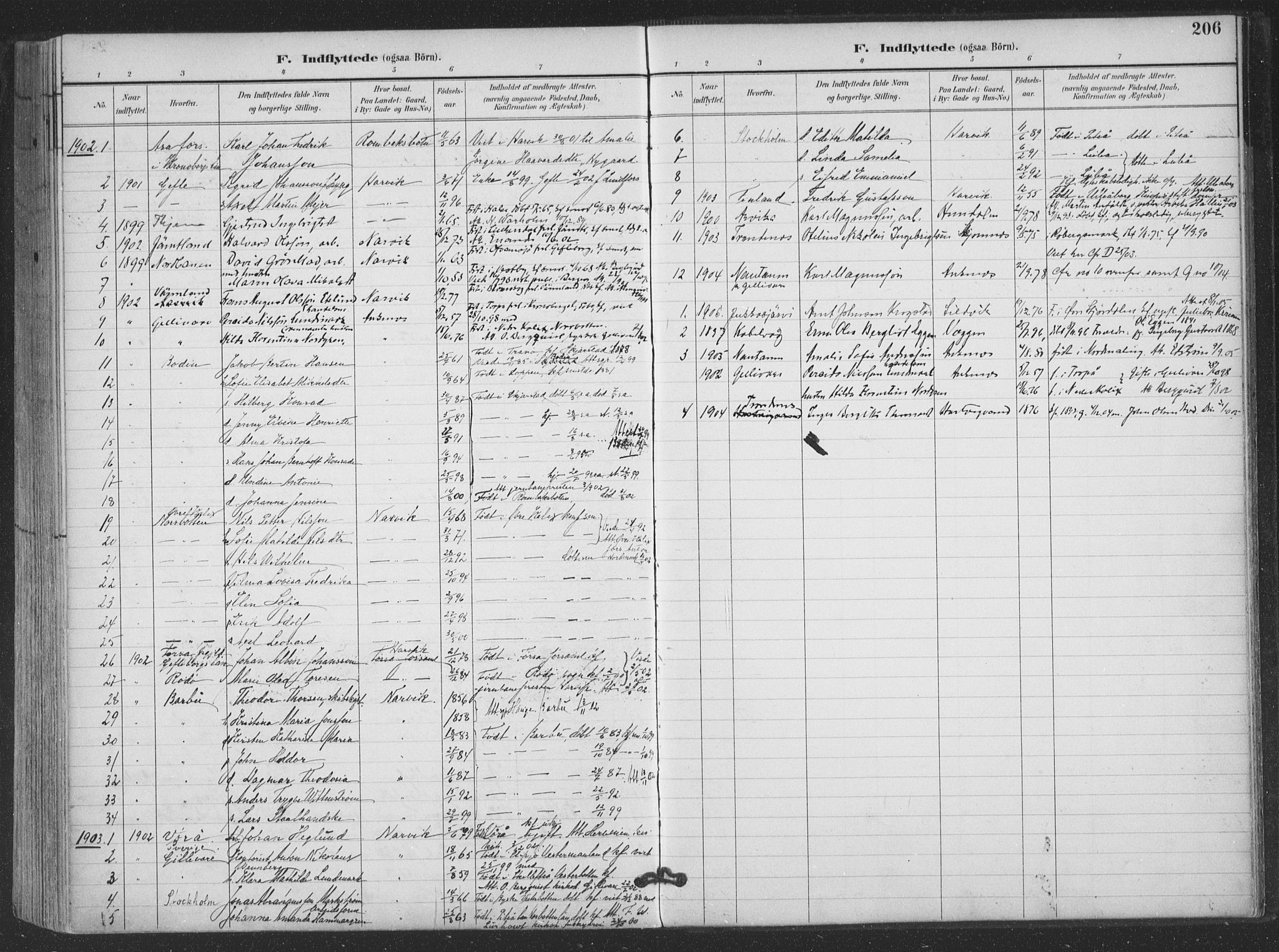 Ministerialprotokoller, klokkerbøker og fødselsregistre - Nordland, SAT/A-1459/866/L0939: Parish register (official) no. 866A02, 1894-1906, p. 206
