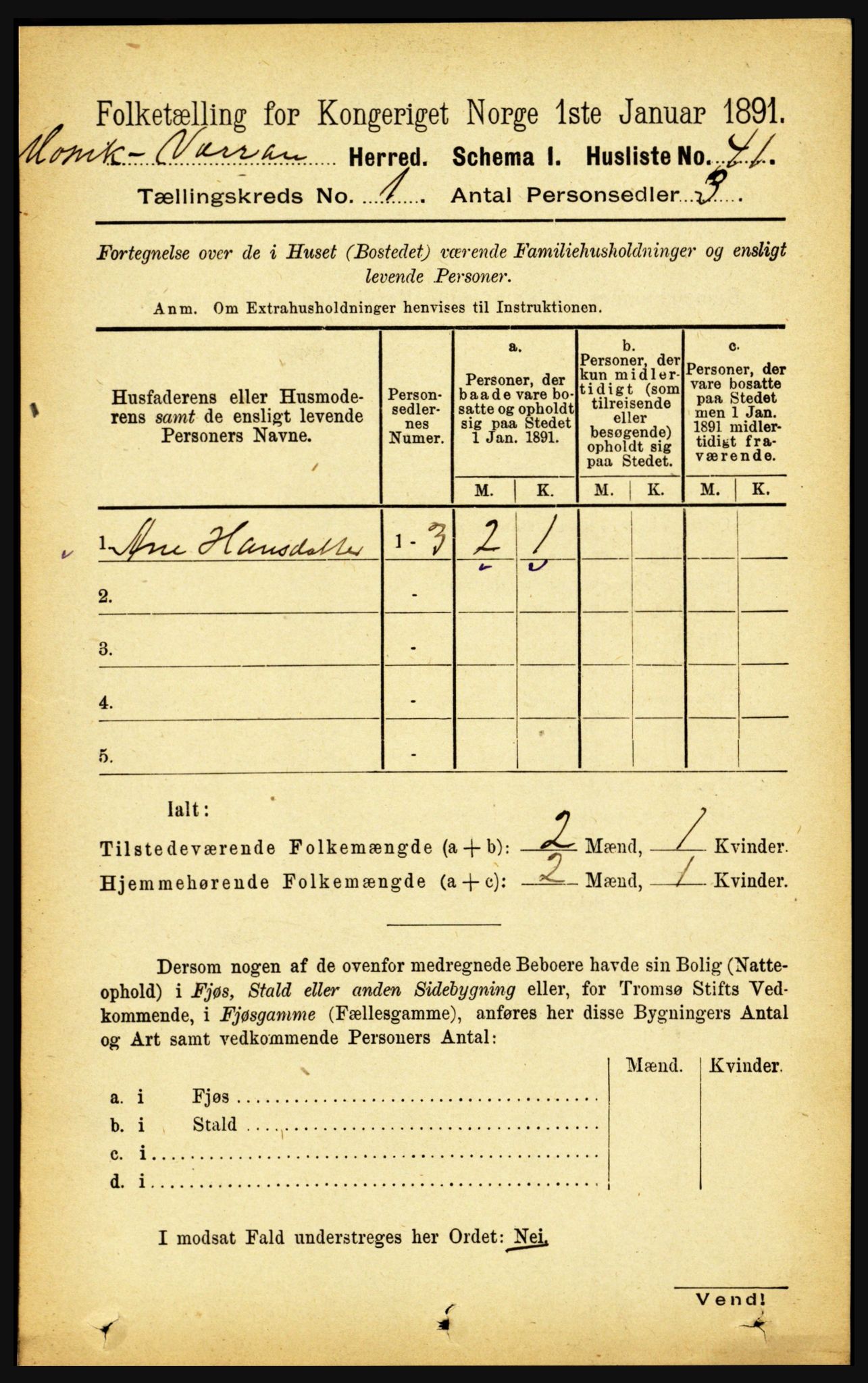 RA, 1891 census for 1723 Mosvik og Verran, 1891, p. 64