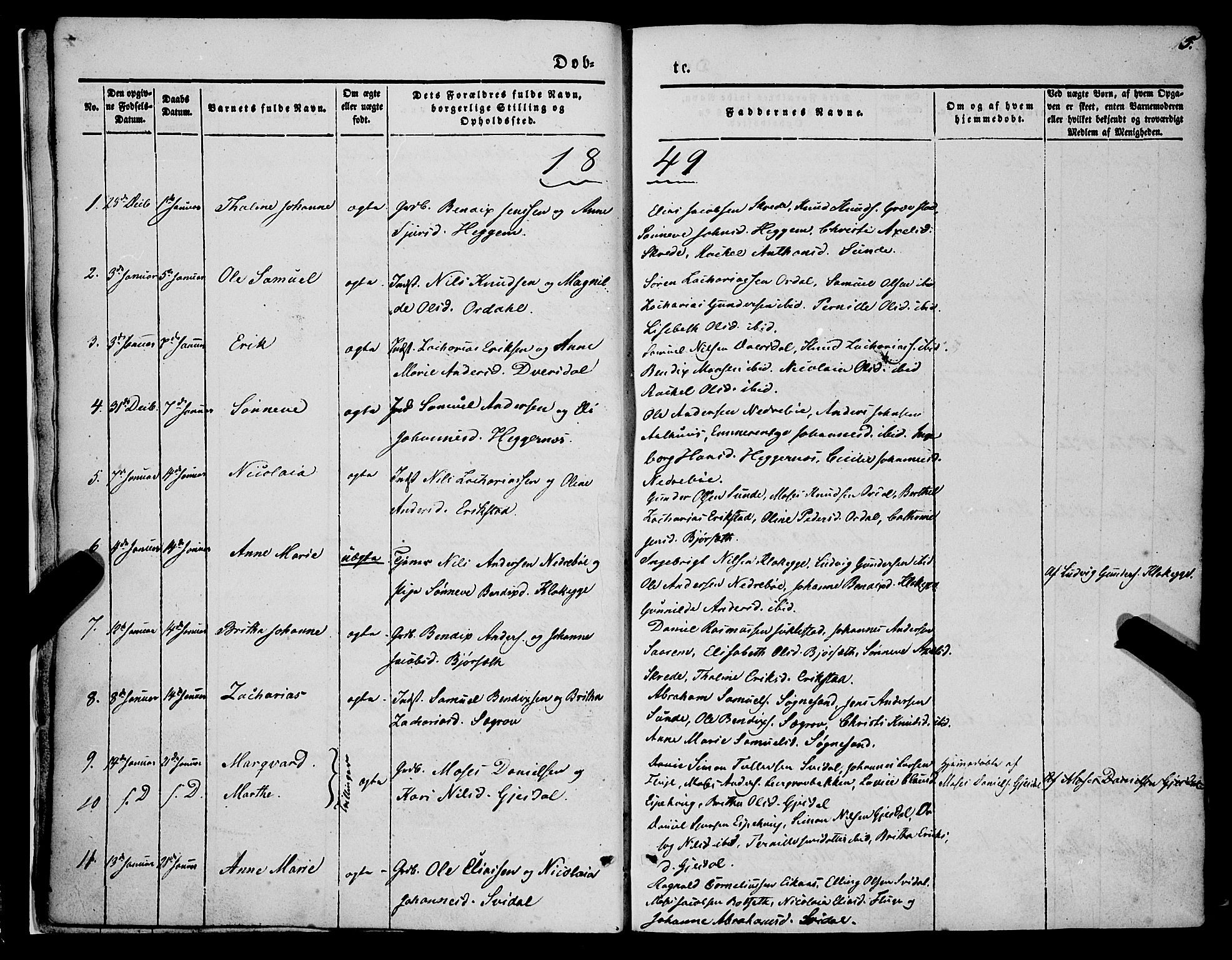 Jølster sokneprestembete, SAB/A-80701/H/Haa/Haaa/L0010: Parish register (official) no. A 10, 1847-1865, p. 5