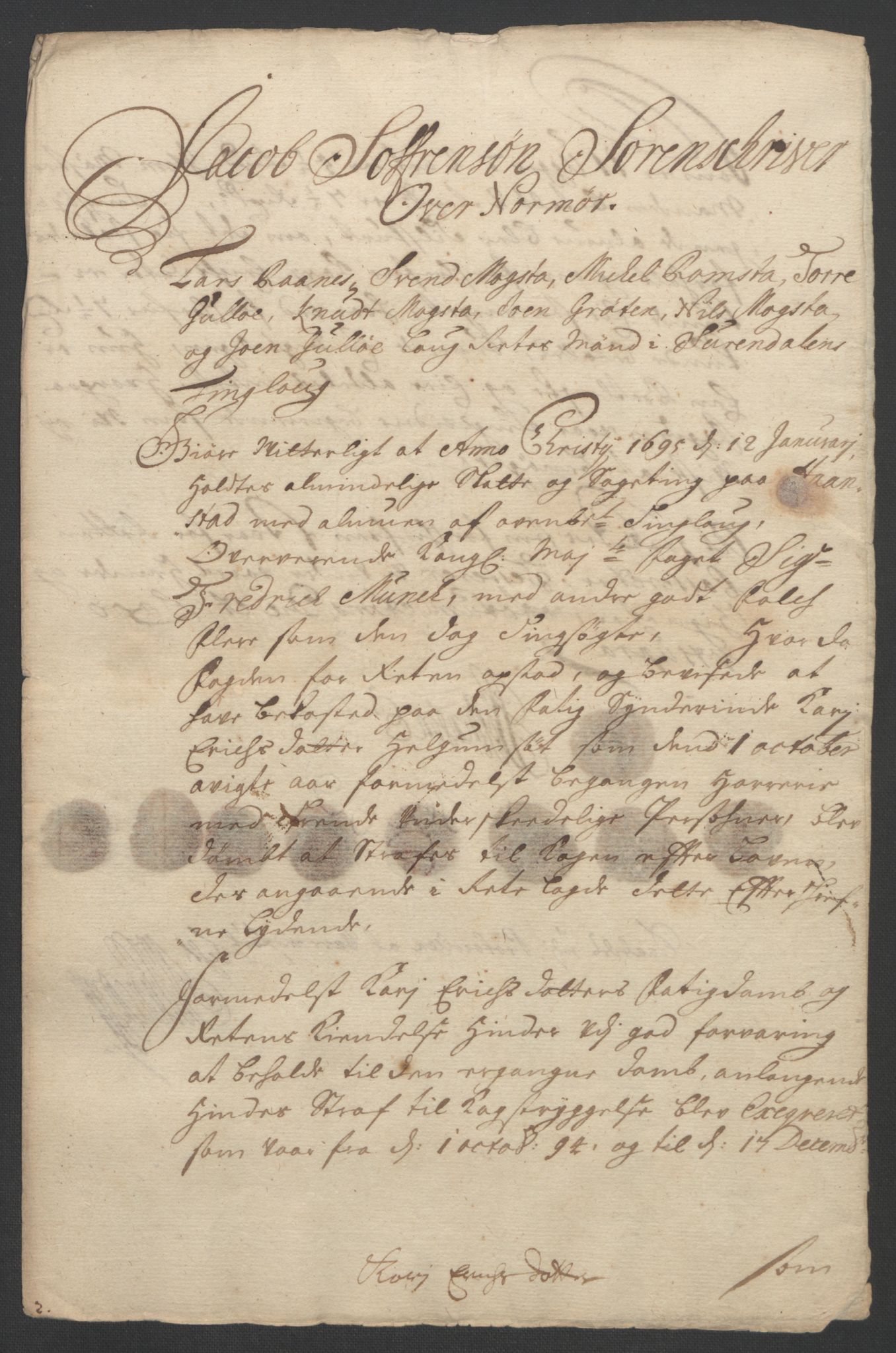 Rentekammeret inntil 1814, Reviderte regnskaper, Fogderegnskap, AV/RA-EA-4092/R56/L3736: Fogderegnskap Nordmøre, 1694-1696, p. 125