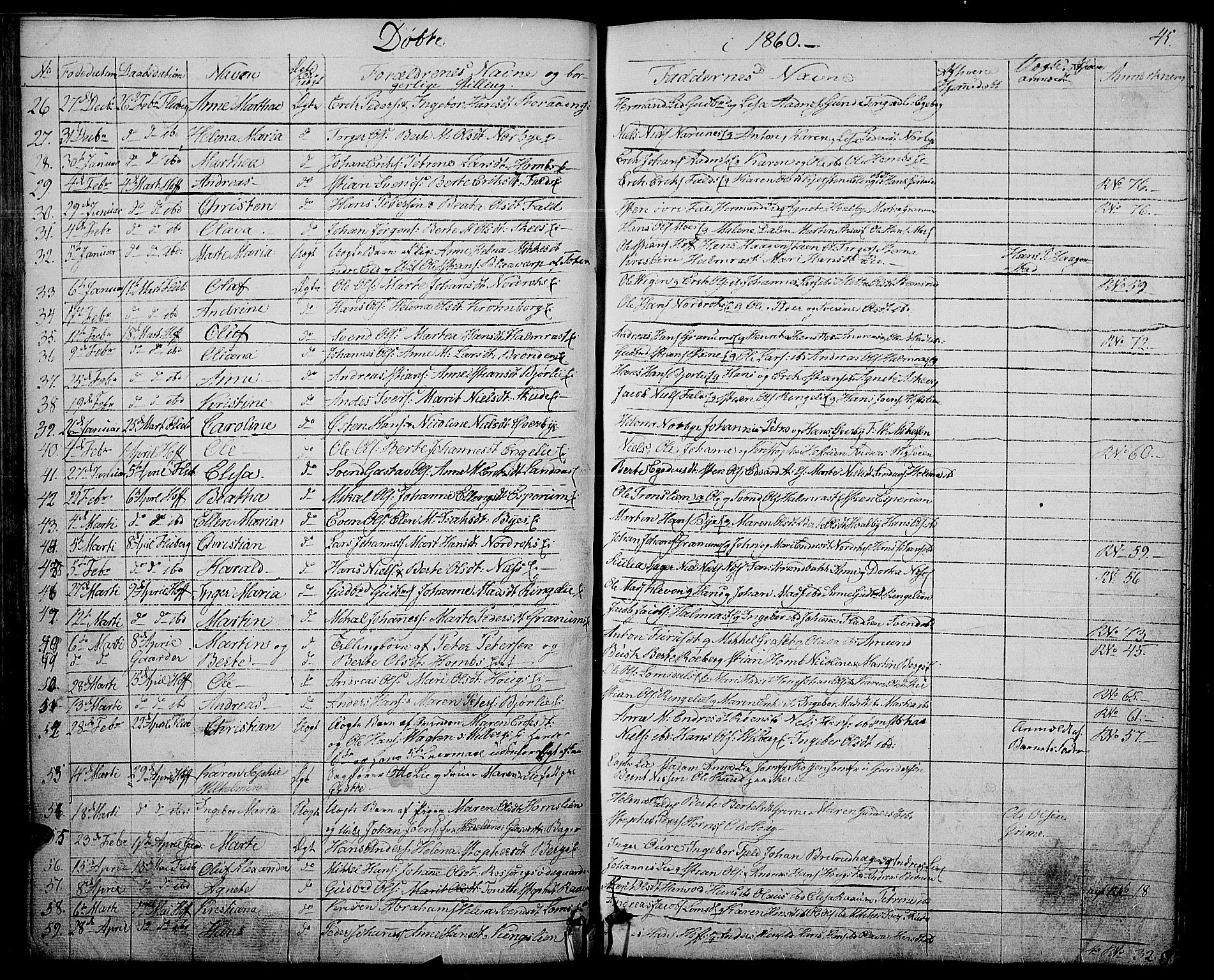 Søndre Land prestekontor, AV/SAH-PREST-122/L/L0001: Parish register (copy) no. 1, 1849-1883, p. 45