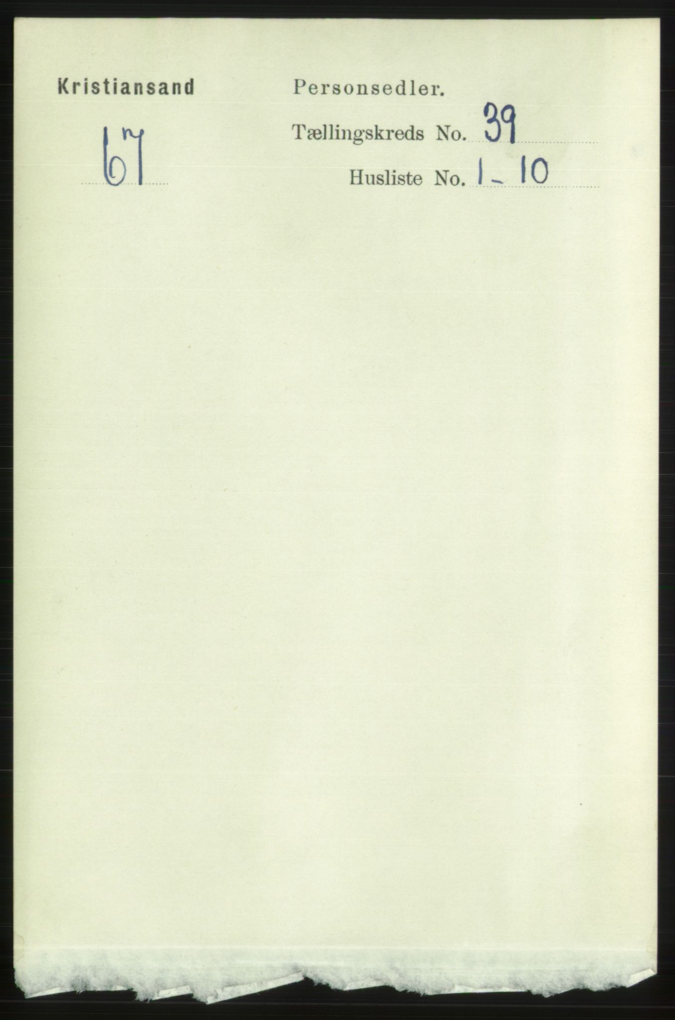 RA, 1891 census for 1001 Kristiansand, 1891, p. 12295