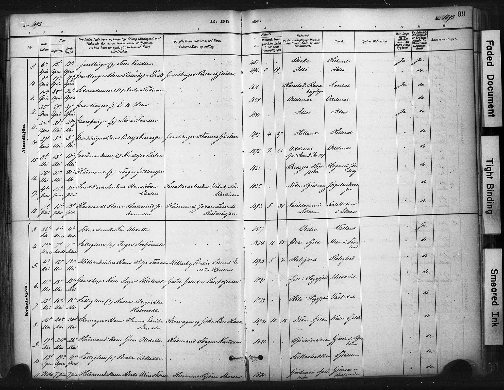 Strand sokneprestkontor, AV/SAST-A-101828/H/Ha/Haa/L0010: Parish register (official) no. A 10, 1882-1929, p. 99