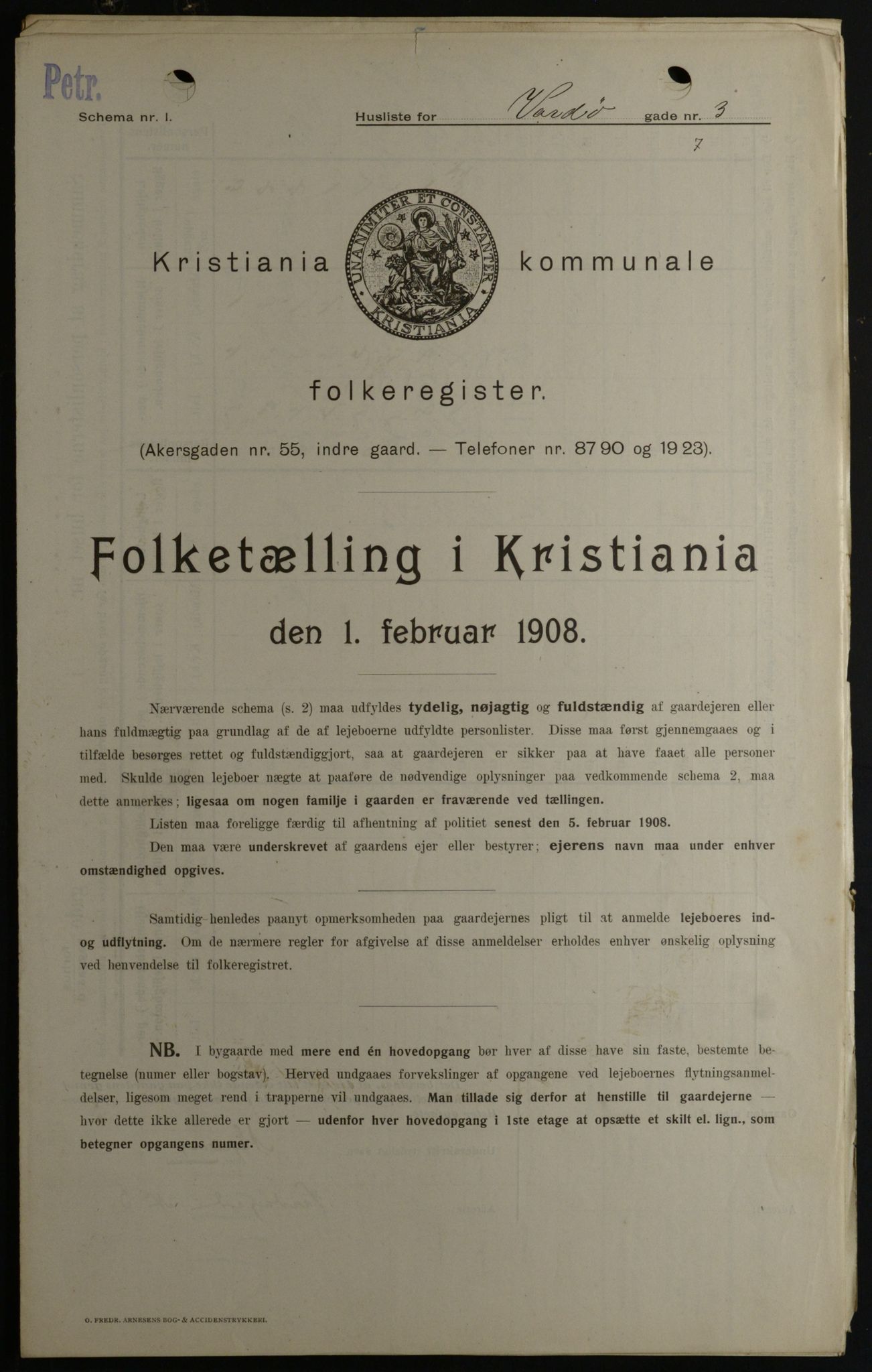 OBA, Municipal Census 1908 for Kristiania, 1908, p. 109385