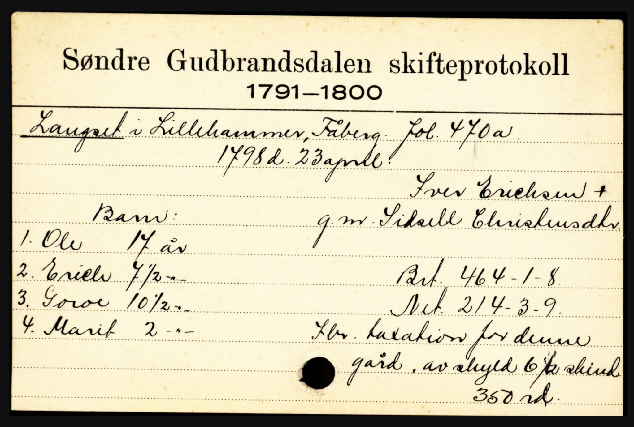 Sør-Gudbrandsdal tingrett, SAH/TING-004/J, 1658-1885, p. 7009