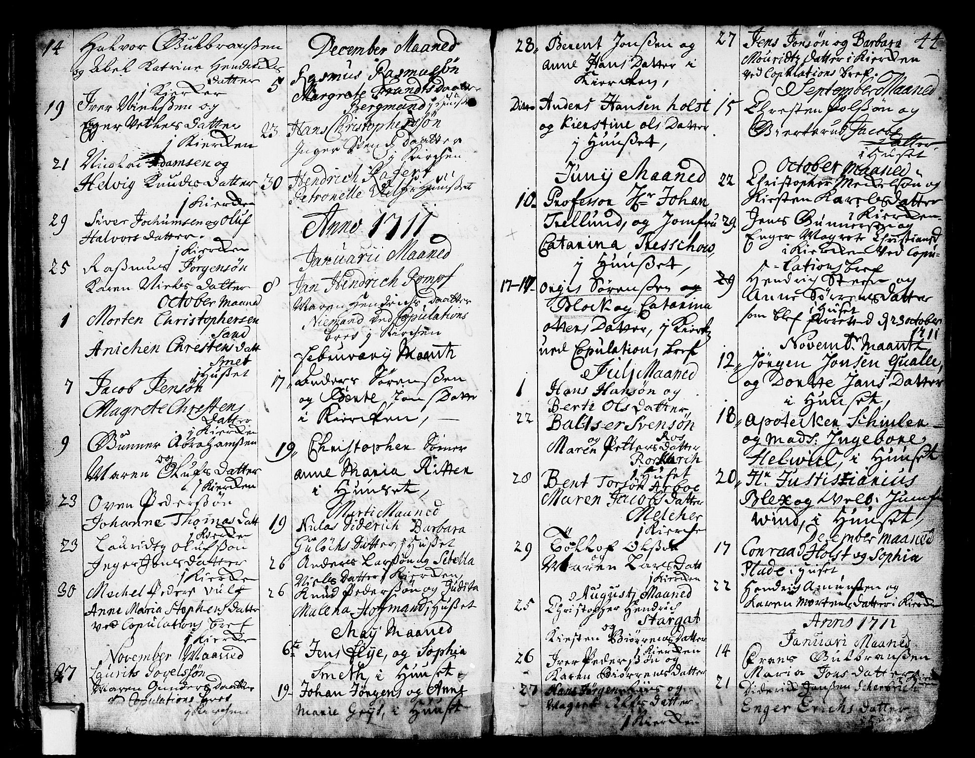 Oslo domkirke Kirkebøker, AV/SAO-A-10752/F/Fa/L0002: Parish register (official) no. 2, 1705-1730, p. 44