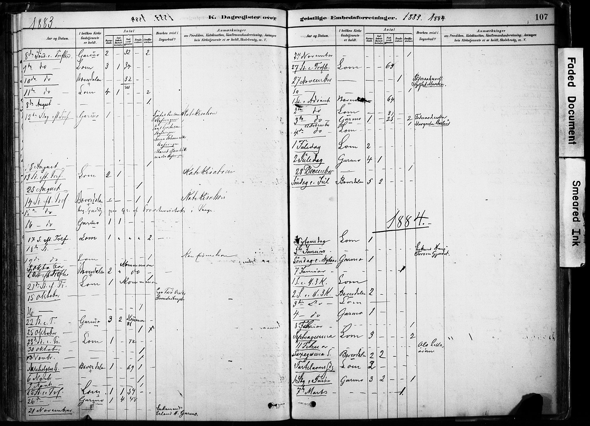 Lom prestekontor, AV/SAH-PREST-070/K/L0009: Parish register (official) no. 9, 1878-1907, p. 107