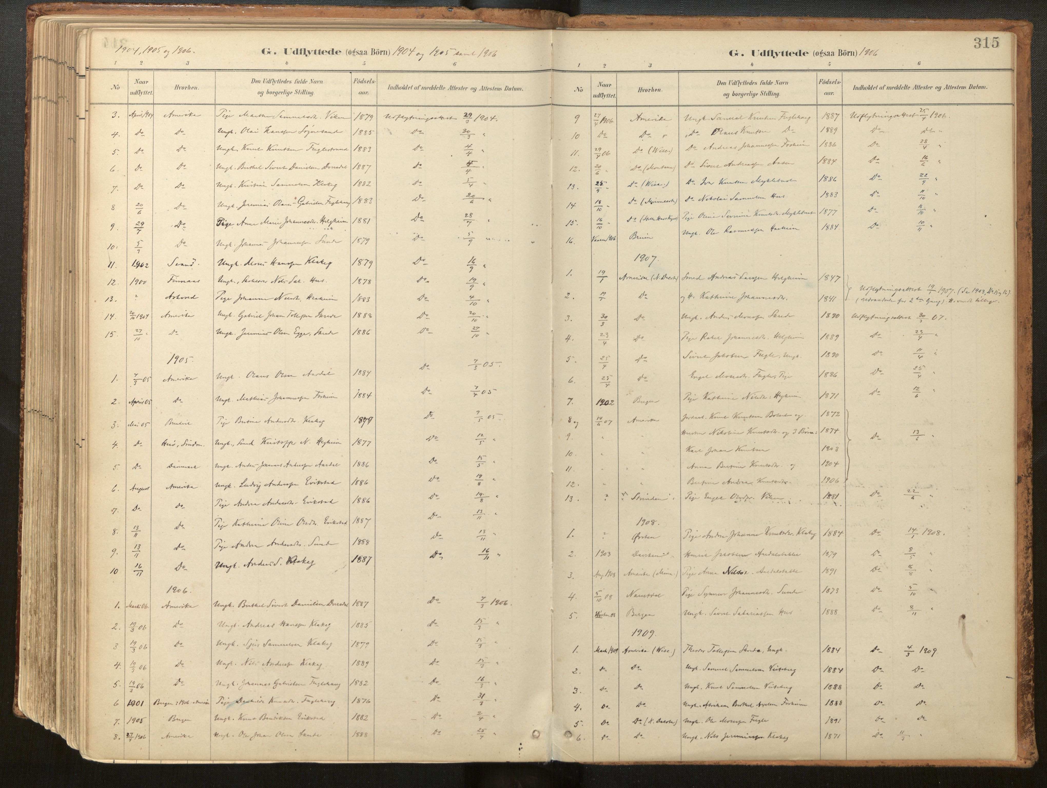 Jølster sokneprestembete, SAB/A-80701/H/Haa/Haac/L0001: Parish register (official) no. C 1, 1882-1928, p. 315