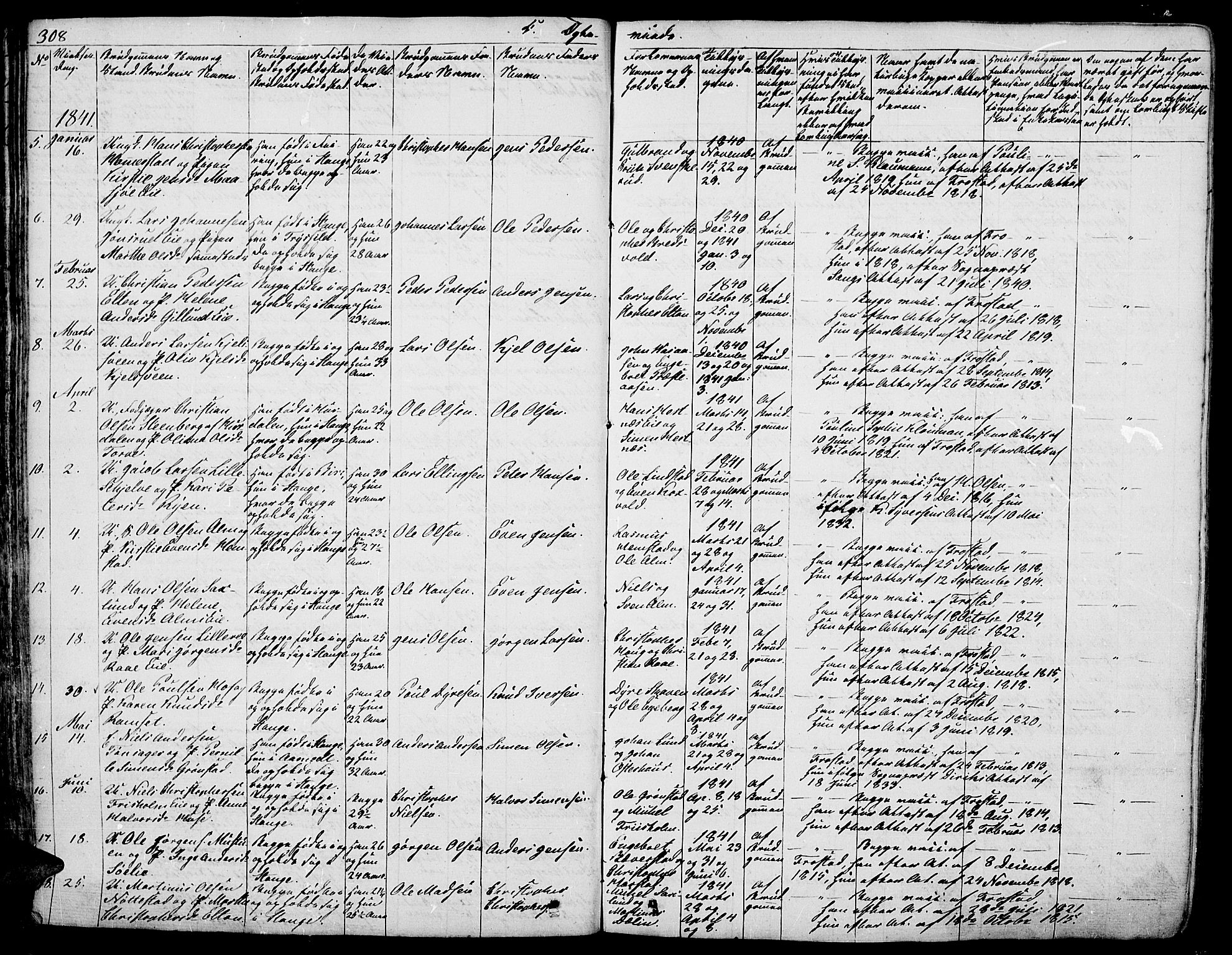 Stange prestekontor, AV/SAH-PREST-002/L/L0003: Parish register (copy) no. 3, 1840-1864, p. 308