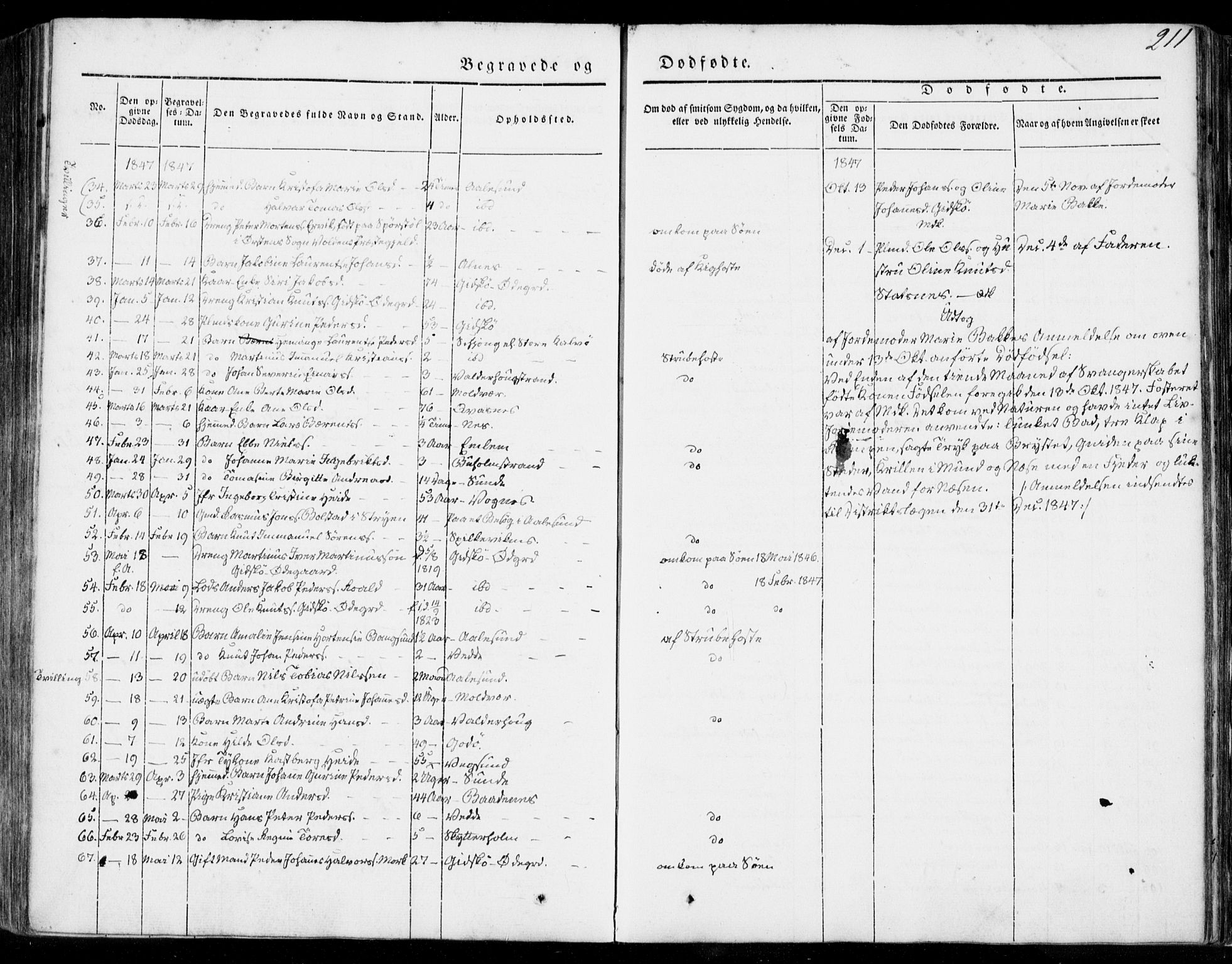 Ministerialprotokoller, klokkerbøker og fødselsregistre - Møre og Romsdal, AV/SAT-A-1454/528/L0396: Parish register (official) no. 528A07, 1839-1847, p. 211