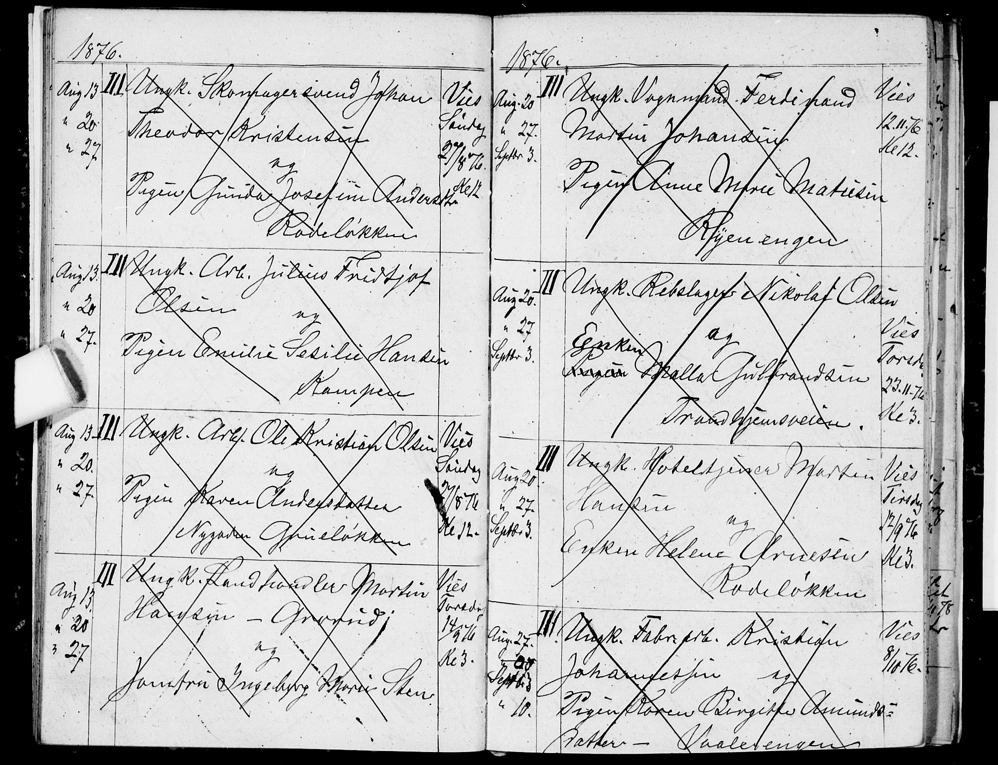 Østre Aker prestekontor Kirkebøker, AV/SAO-A-10840/H/Ha/L0003: Banns register no. I 3, 1873-1878