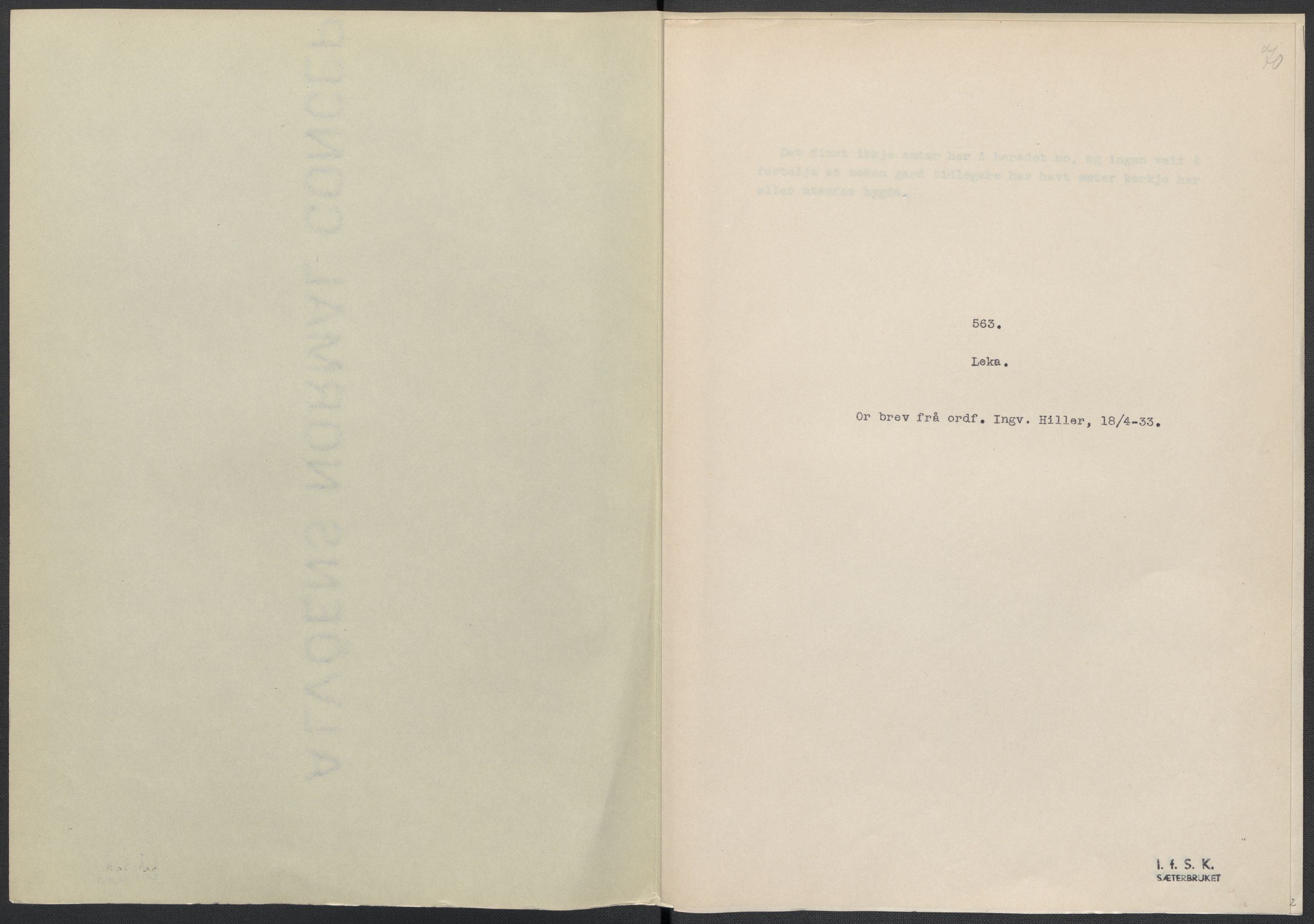 Instituttet for sammenlignende kulturforskning, RA/PA-0424/F/Fc/L0015/0003: Eske B15: / Nord-Trøndelag (perm XLIV-XLV), 1933-1939, p. 1070