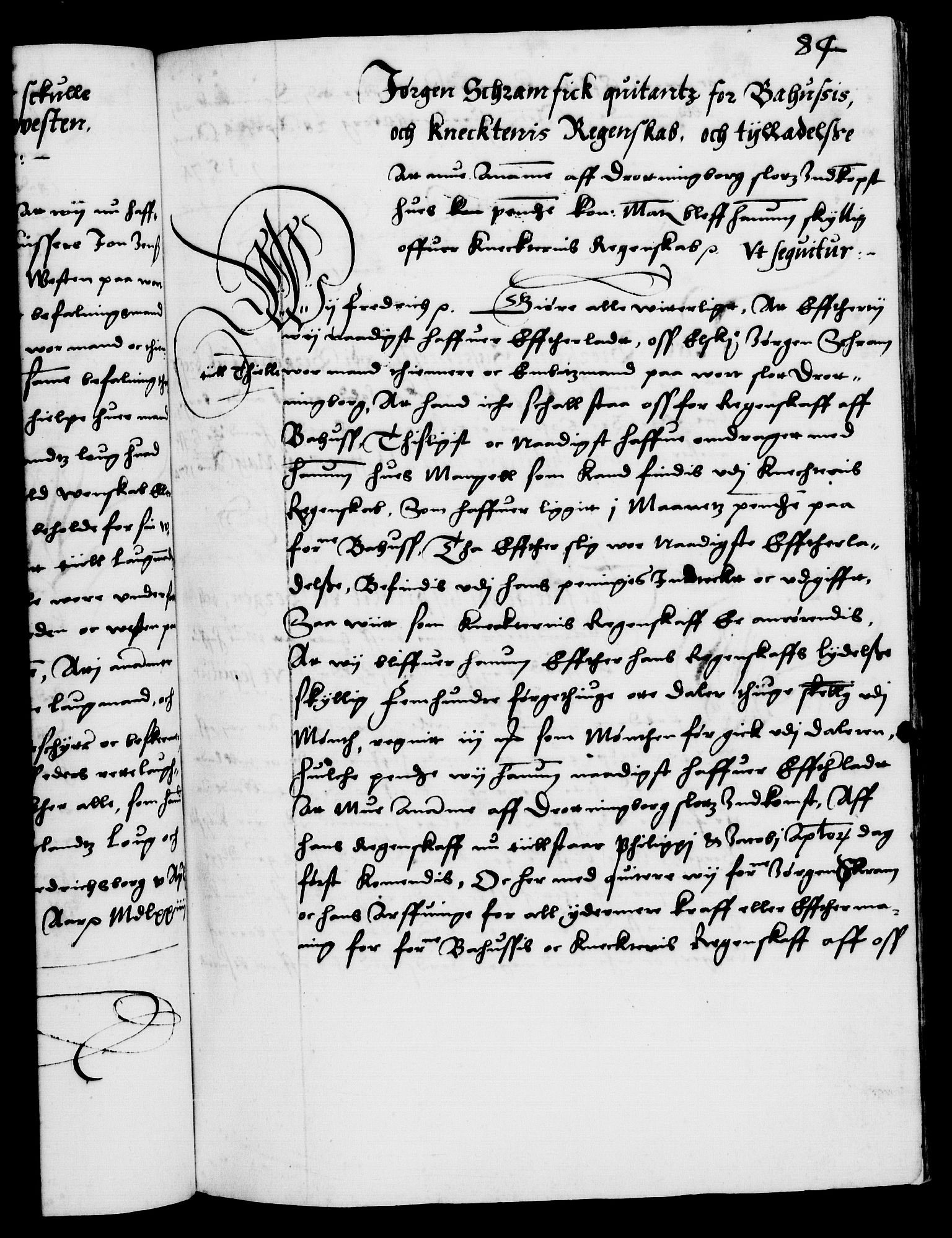 Danske Kanselli 1572-1799, RA/EA-3023/F/Fc/Fca/Fcaa/L0001: Norske registre (mikrofilm), 1572-1588, p. 84a