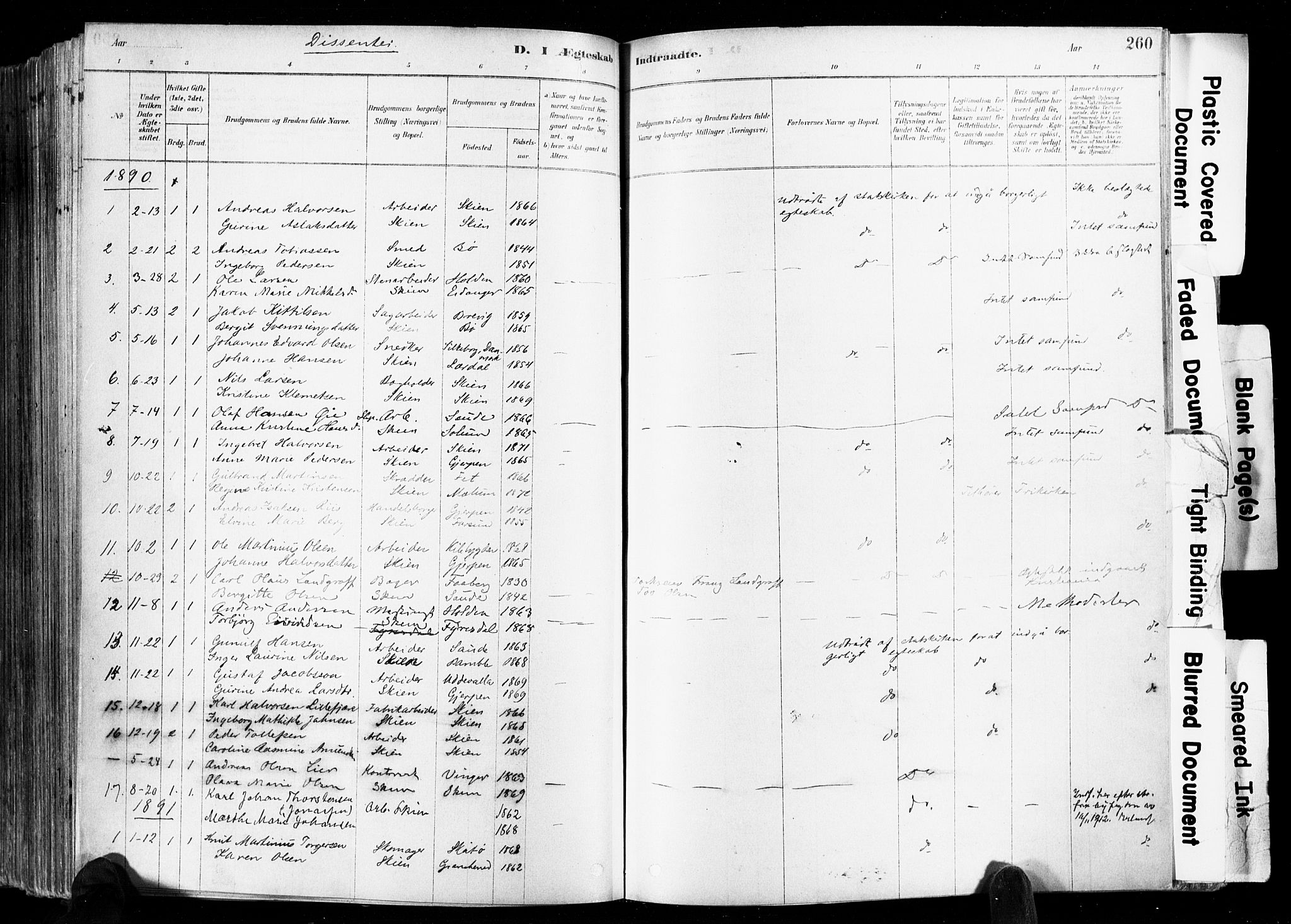 Skien kirkebøker, SAKO/A-302/F/Fa/L0009: Parish register (official) no. 9, 1878-1890, p. 260