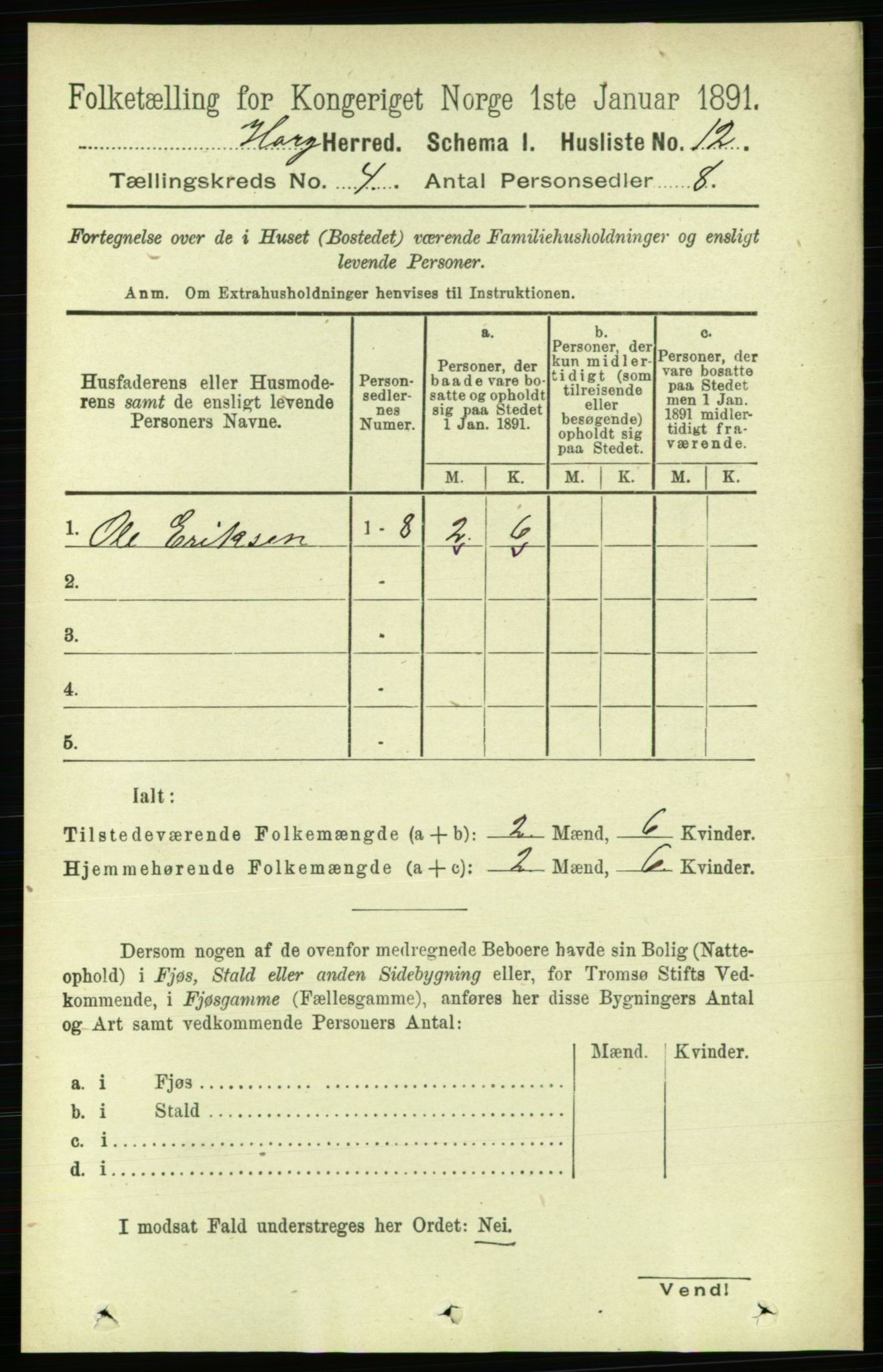 RA, 1891 census for 1650 Horg, 1891, p. 1515