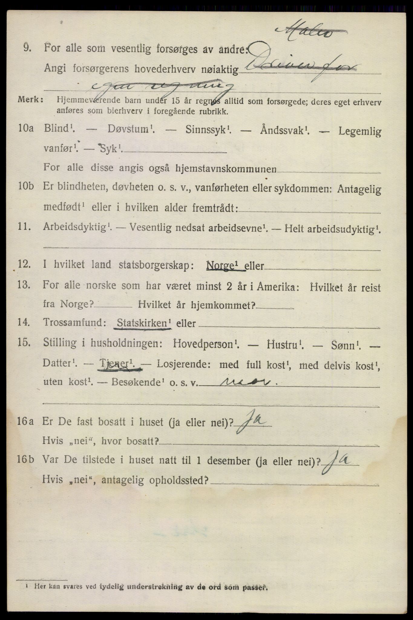 SAKO, 1920 census for Sandeherred, 1920, p. 5221