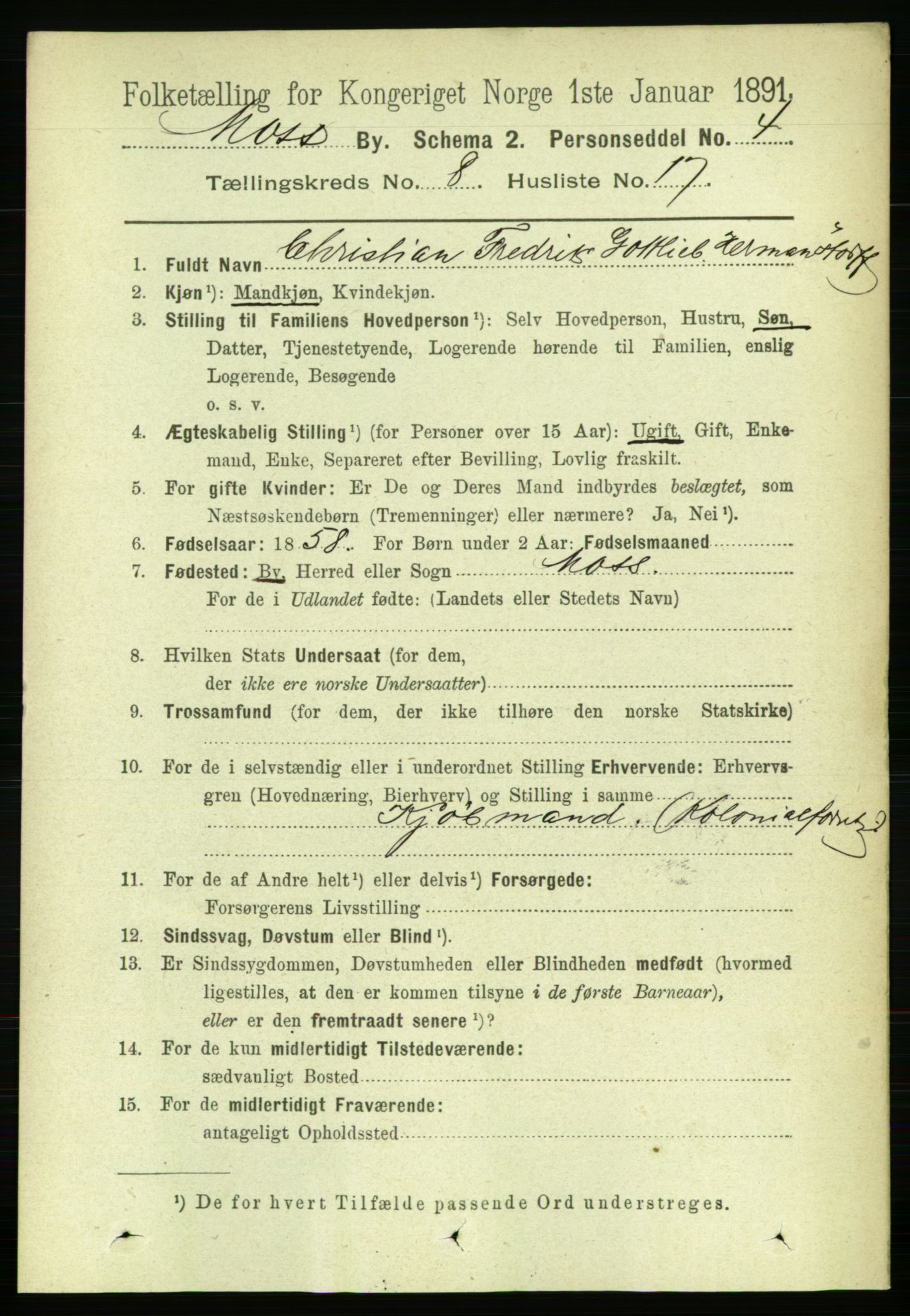 RA, 1891 census for 0104 Moss, 1891, p. 5040