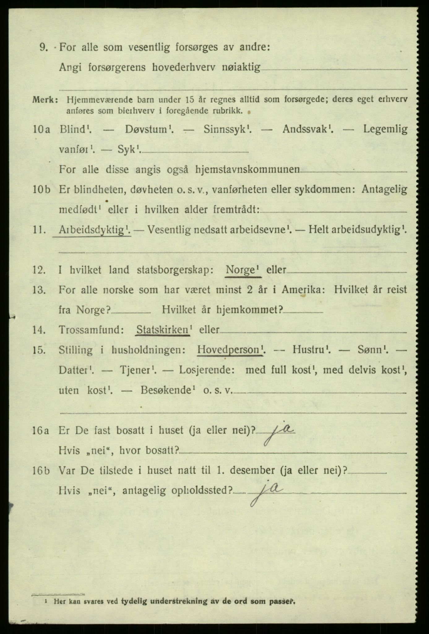 SAB, 1920 census for Aurland, 1920, p. 2631