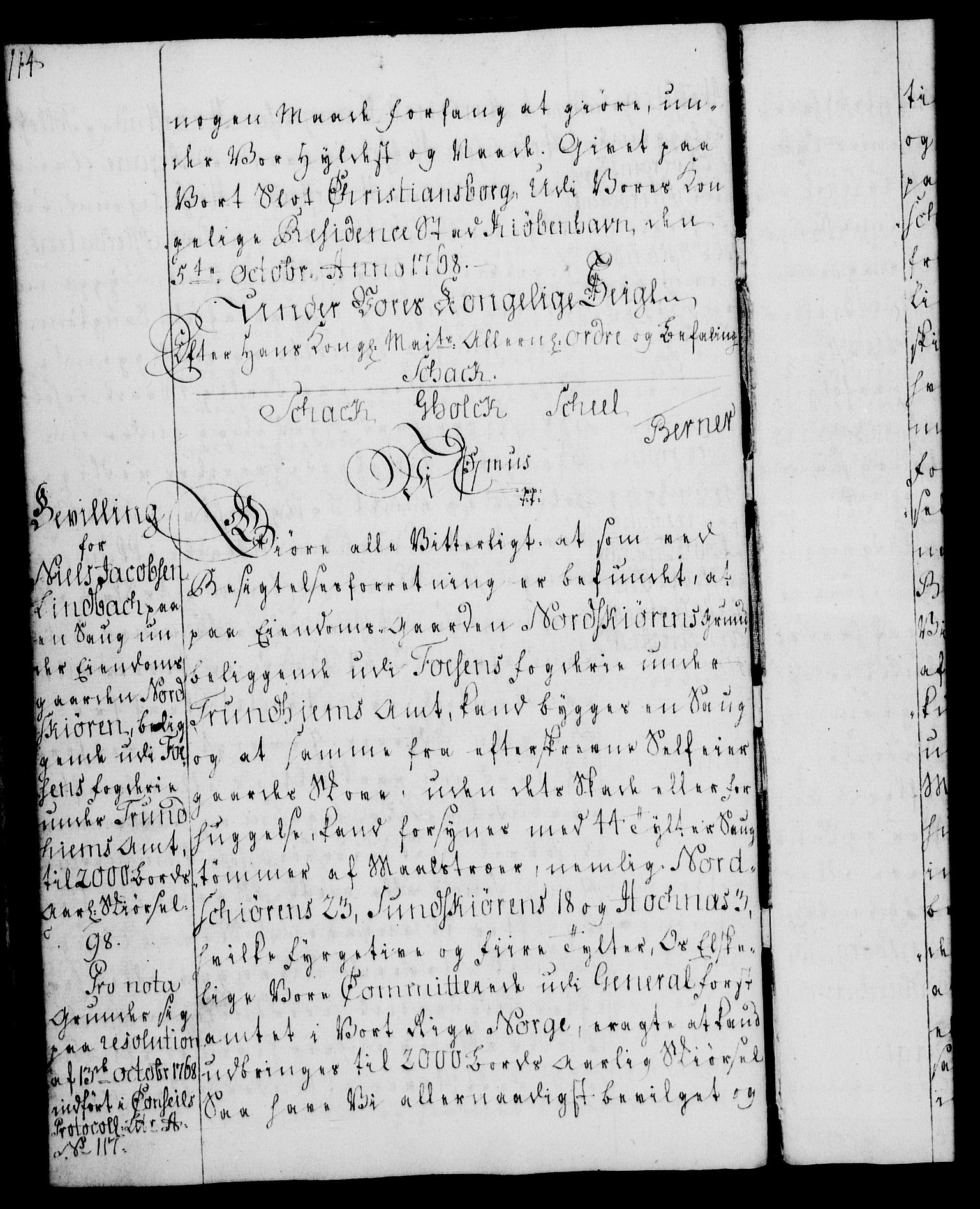 Rentekammeret, Kammerkanselliet, RA/EA-3111/G/Gg/Gga/L0008: Norsk ekspedisjonsprotokoll med register (merket RK 53.8), 1768-1771, p. 114