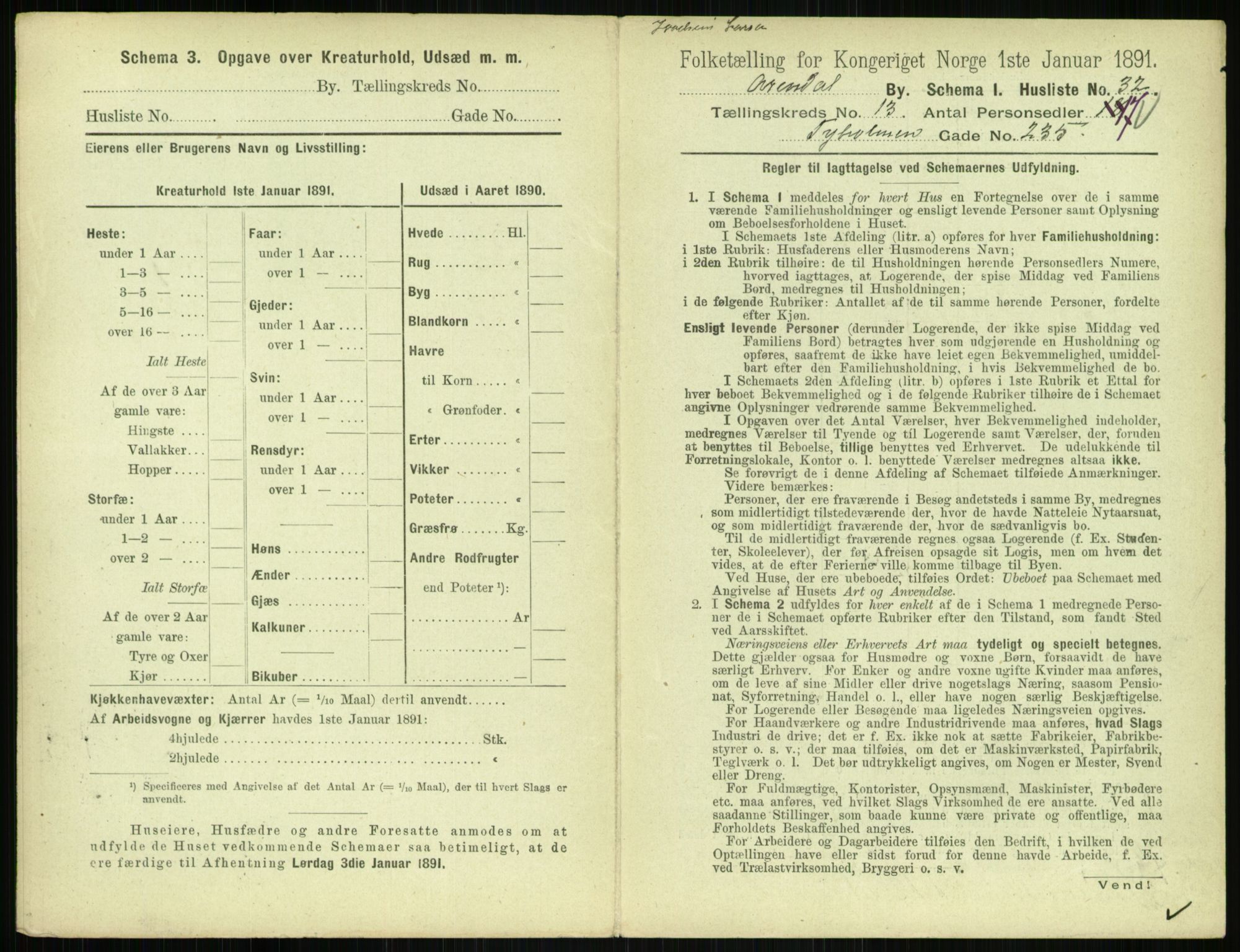 RA, 1891 census for 0903 Arendal, 1891, p. 730