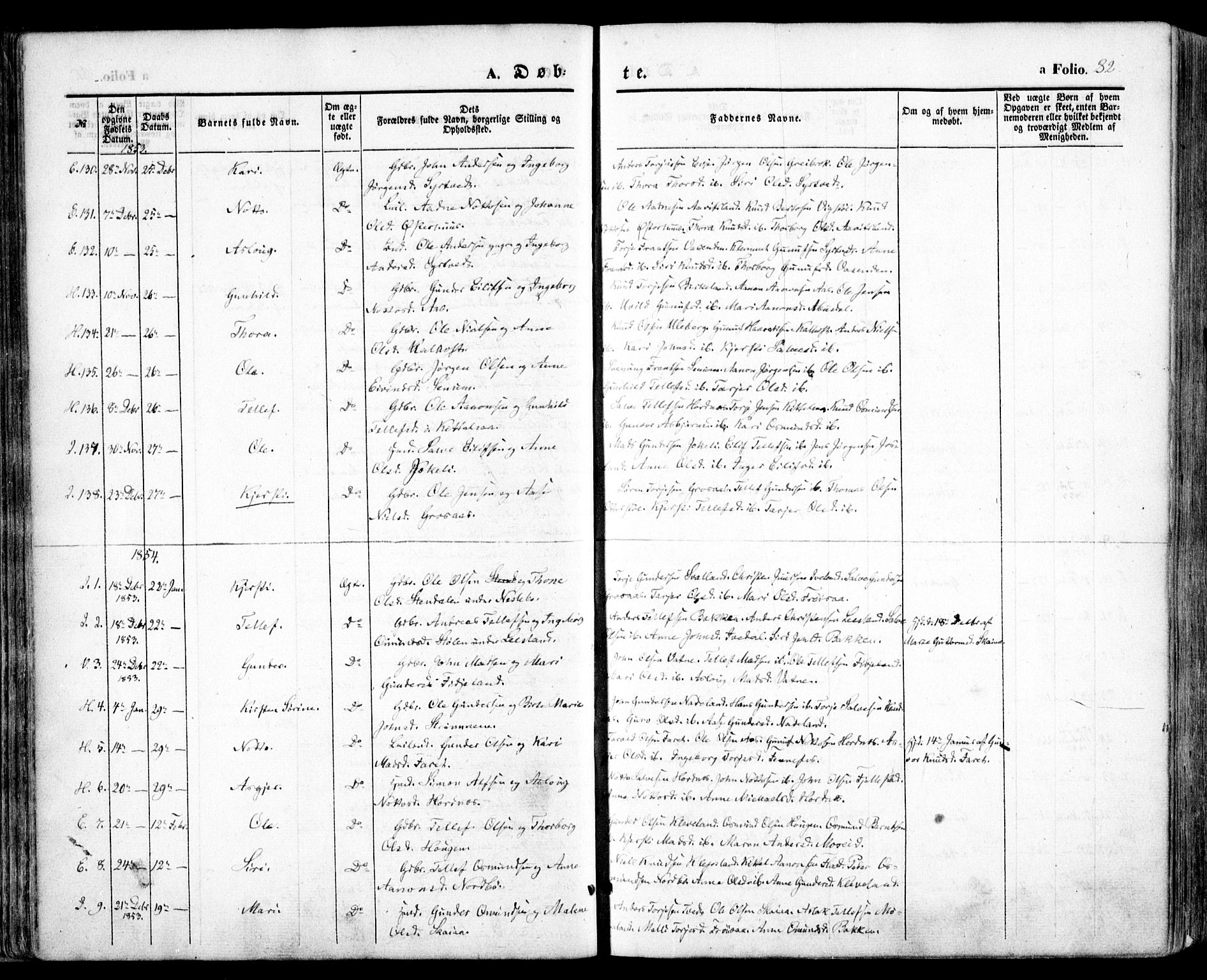 Evje sokneprestkontor, SAK/1111-0008/F/Fa/Faa/L0005: Parish register (official) no. A 5, 1843-1865, p. 82
