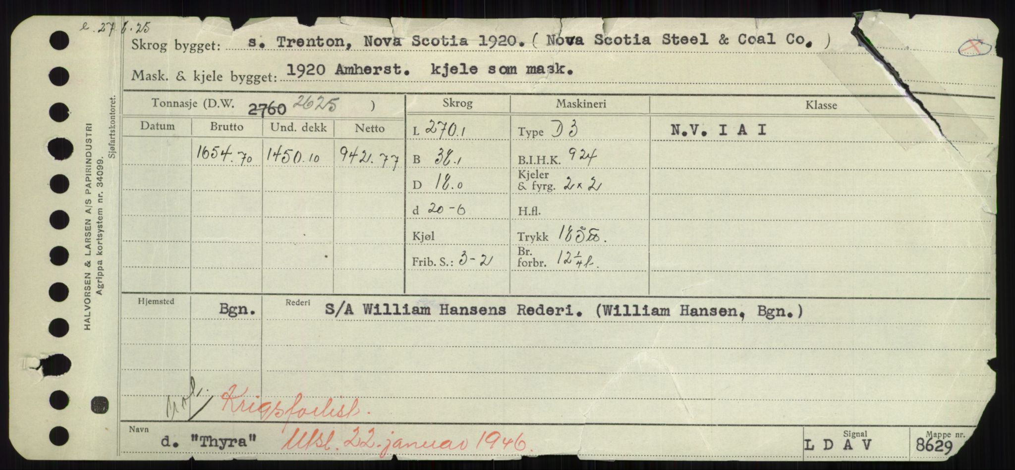 Sjøfartsdirektoratet med forløpere, Skipsmålingen, RA/S-1627/H/Hd/L0038: Fartøy, T-Th, p. 835