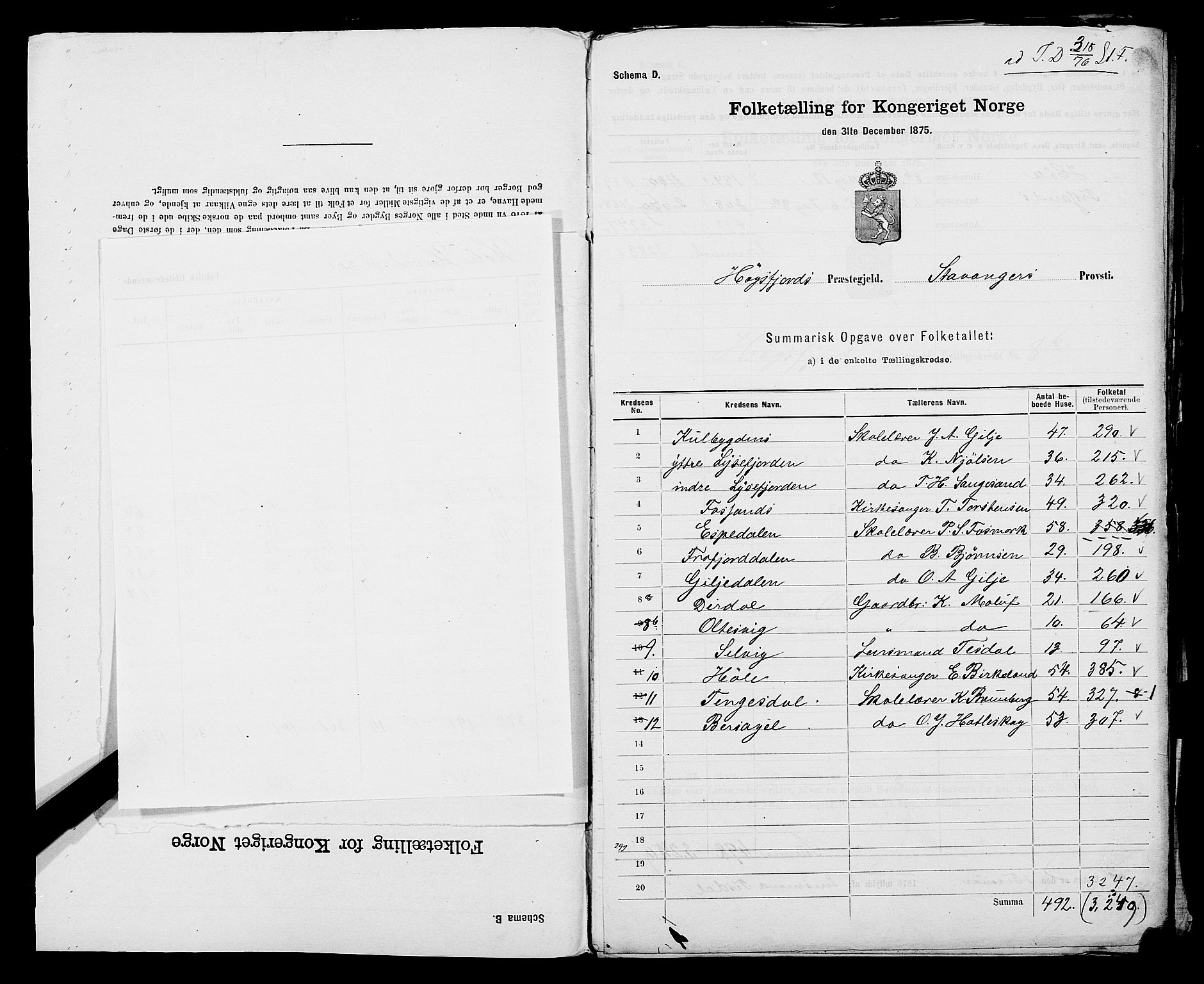 SAST, 1875 census for 1128P Høgsfjord, 1875, p. 44