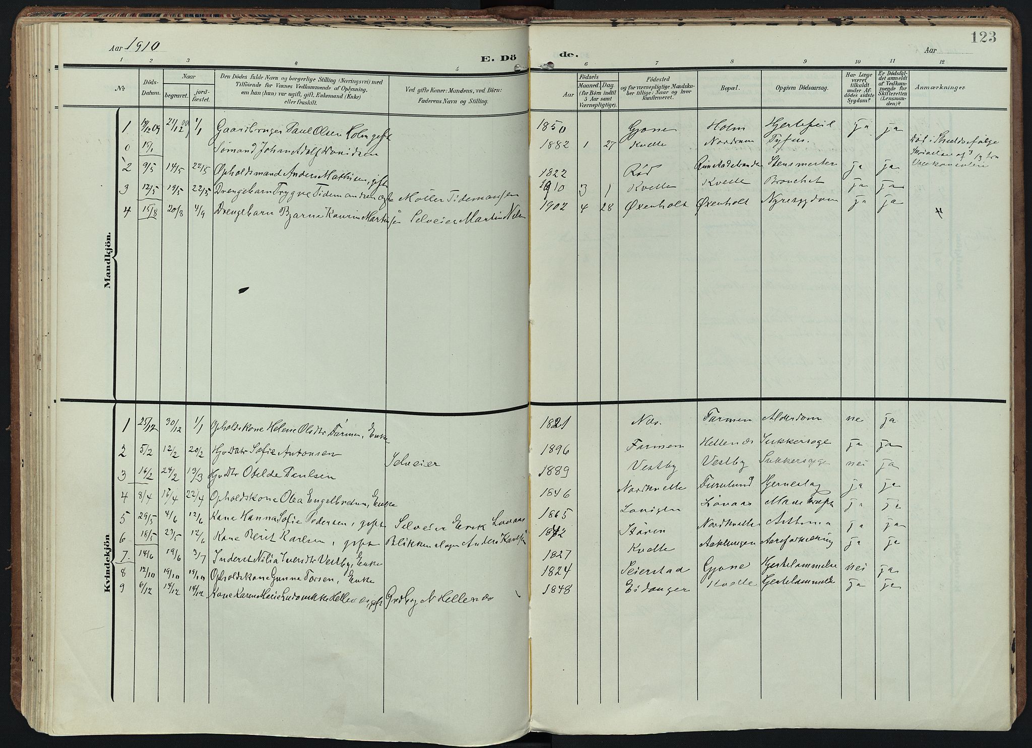 Hedrum kirkebøker, AV/SAKO-A-344/F/Fb/L0002: Parish register (official) no. II 2, 1906-1924, p. 123