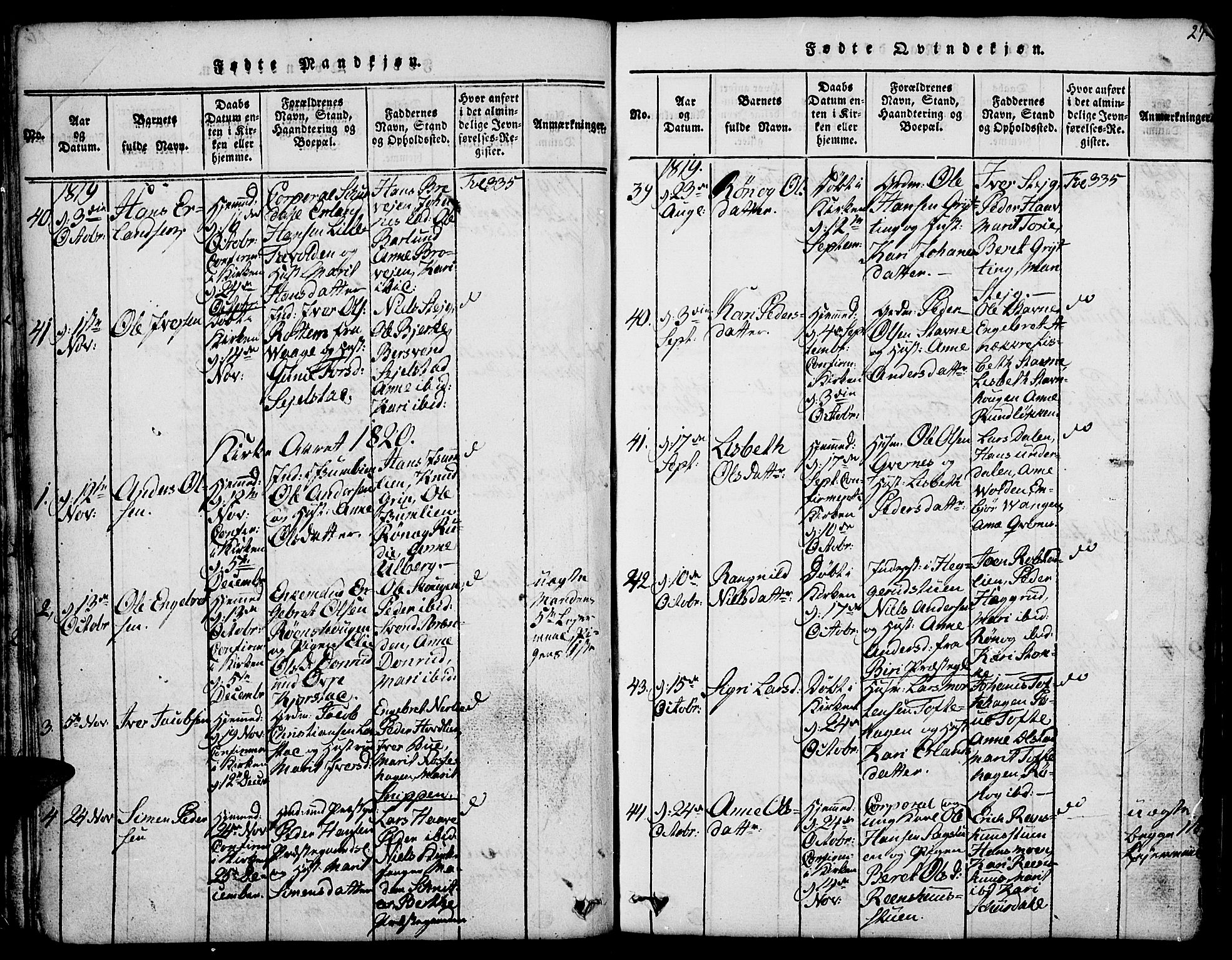 Fron prestekontor, SAH/PREST-078/H/Ha/Hab/L0001: Parish register (copy) no. 1, 1816-1843, p. 27