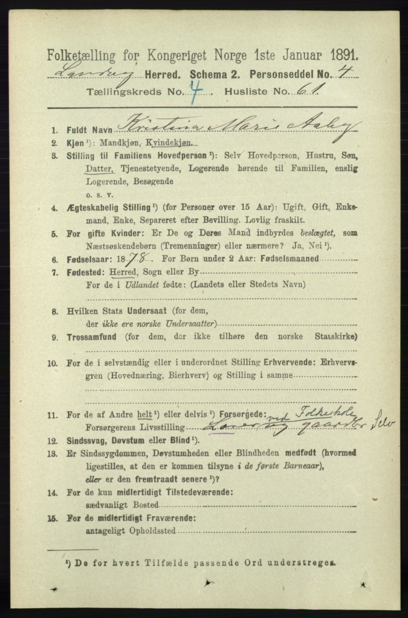 RA, 1891 census for 0924 Landvik, 1891, p. 2139