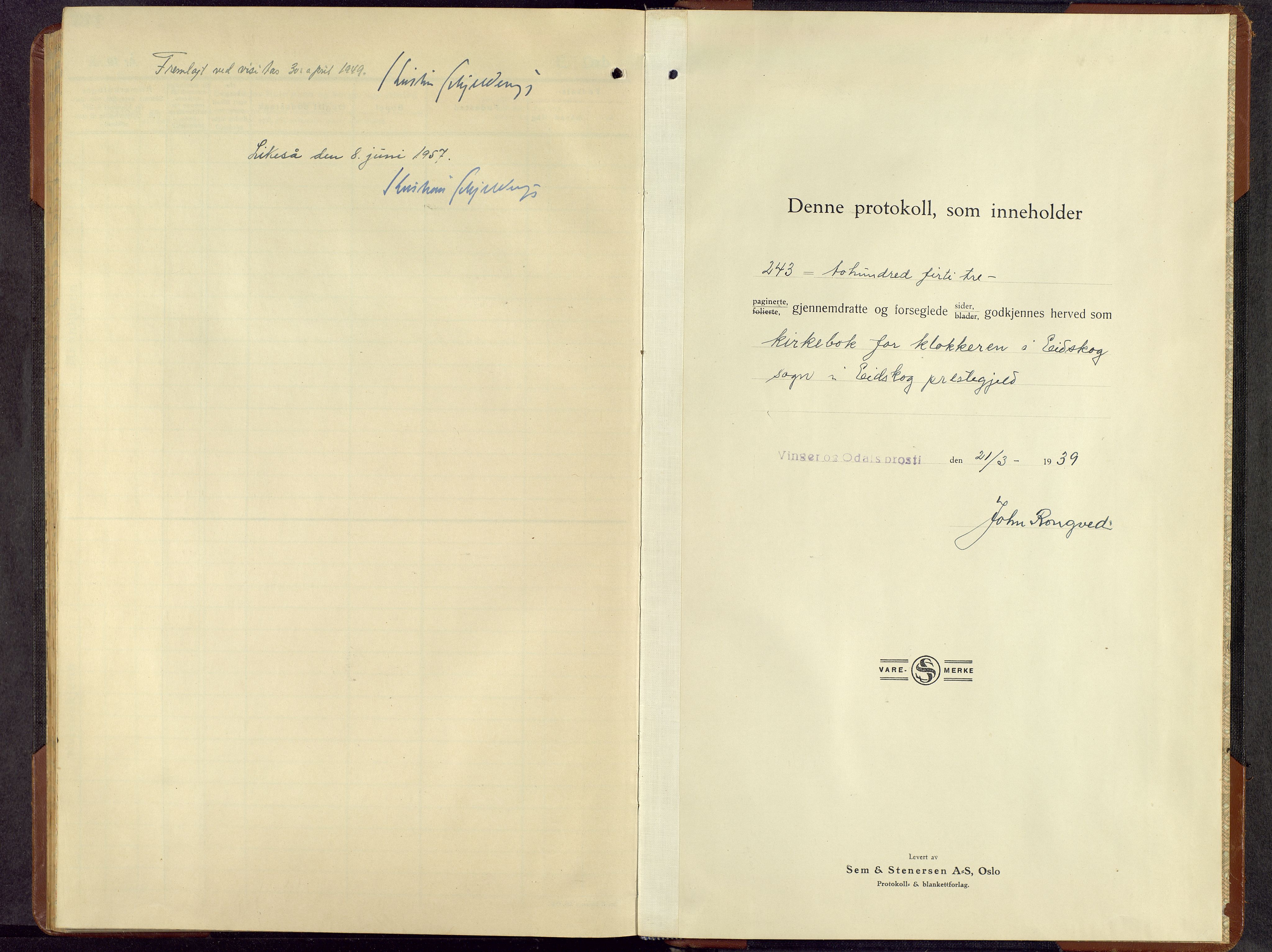 Eidskog prestekontor, SAH/PREST-026/H/Ha/Hab/L0008: Parish register (copy) no. 8, 1938-1959