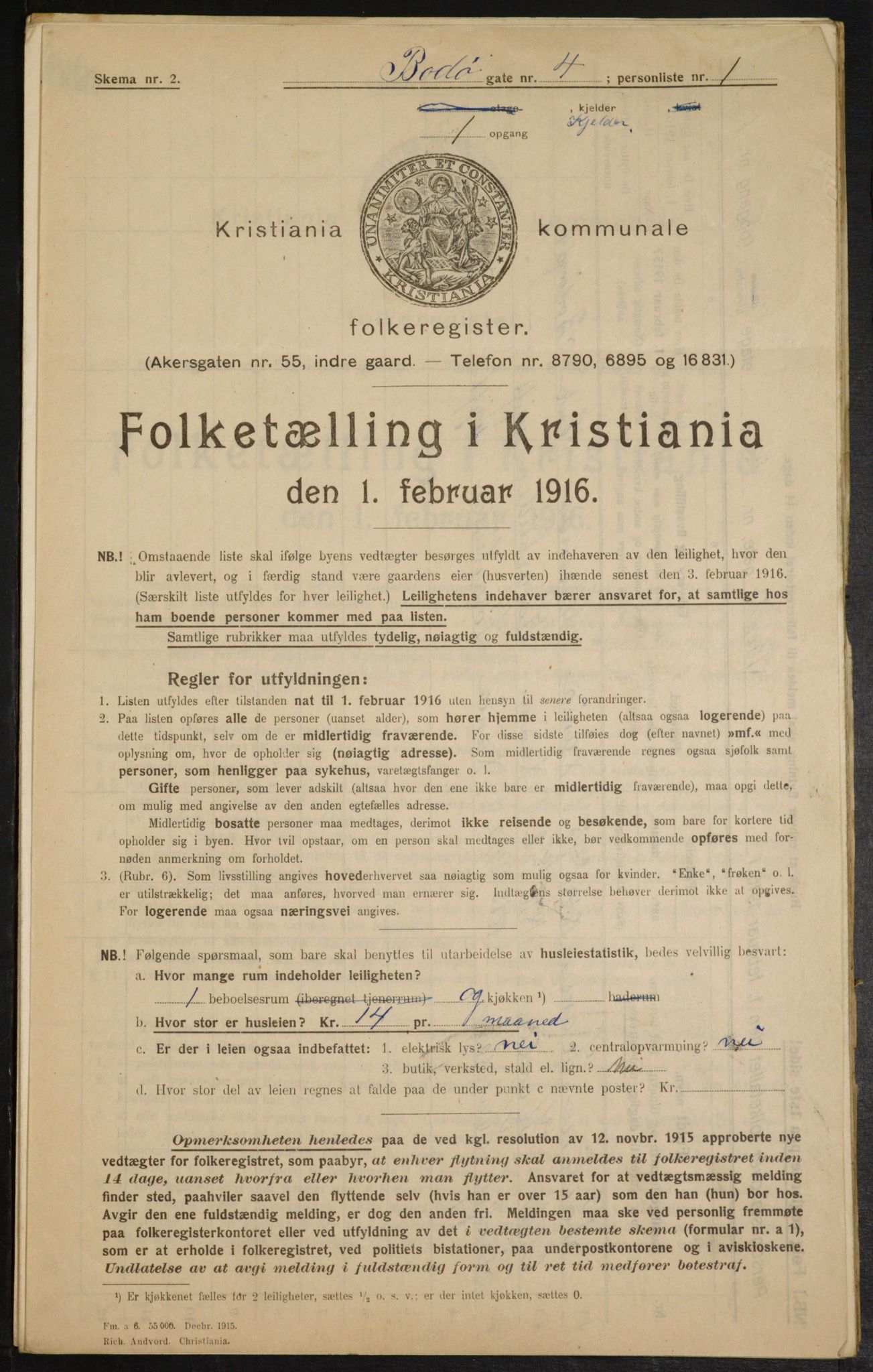 OBA, Municipal Census 1916 for Kristiania, 1916, p. 6803