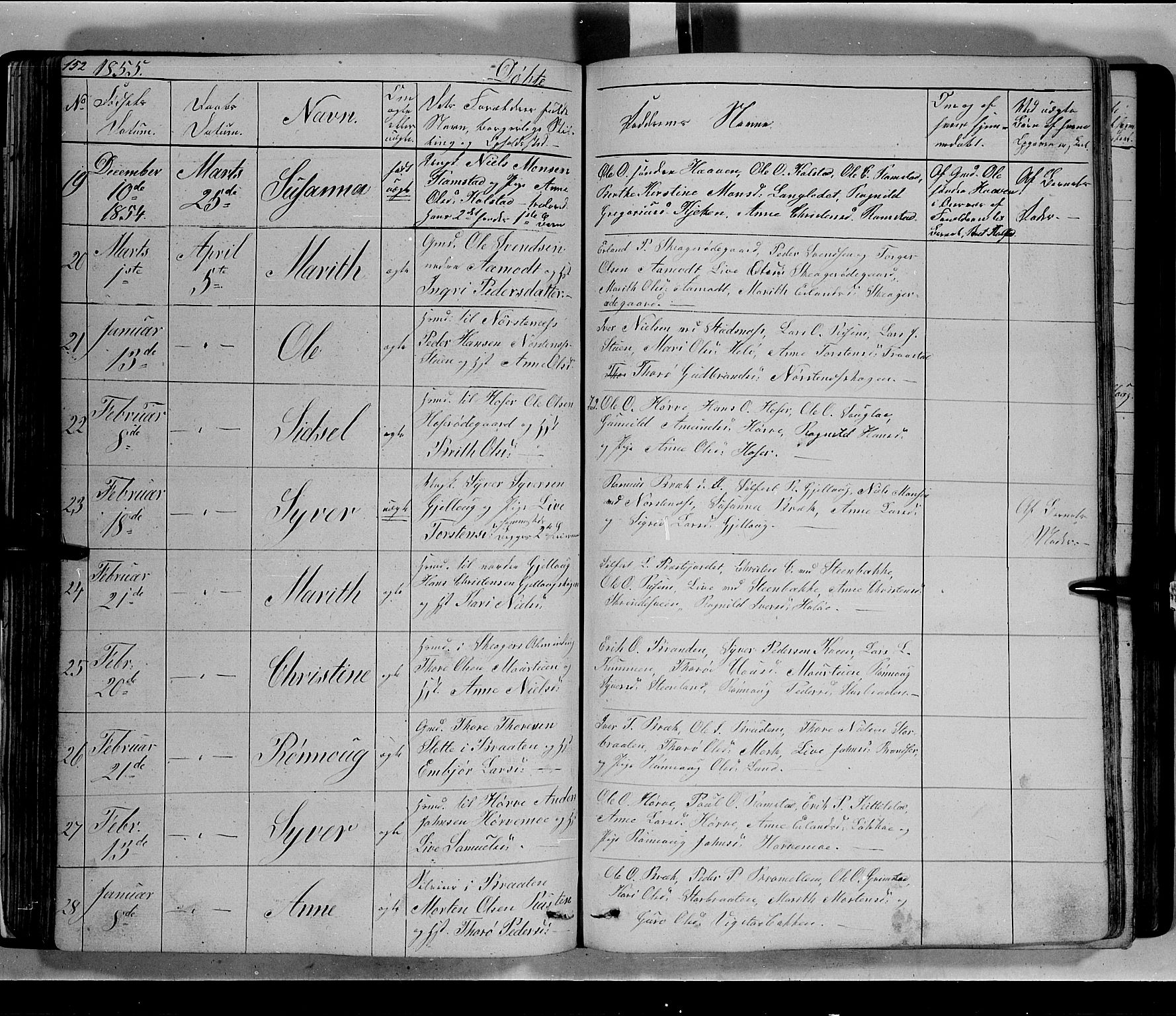 Lom prestekontor, SAH/PREST-070/L/L0004: Parish register (copy) no. 4, 1845-1864, p. 152-153