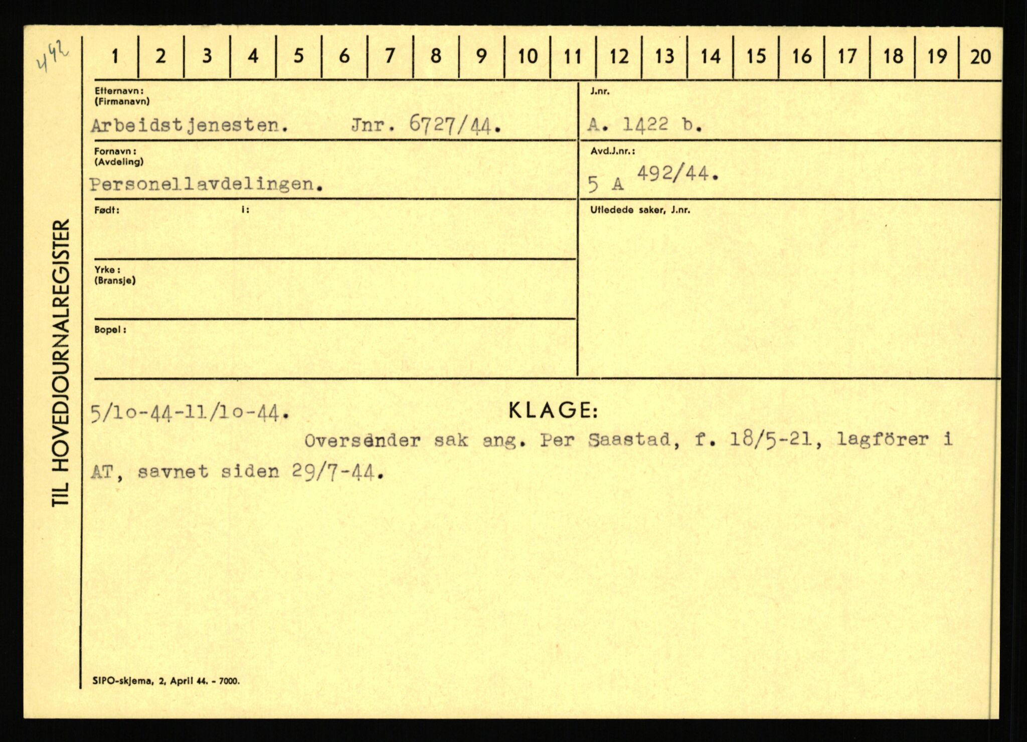 Statspolitiet - Hovedkontoret / Osloavdelingen, AV/RA-S-1329/C/Ca/L0001: Aabakken - Armann, 1943-1945, p. 5260