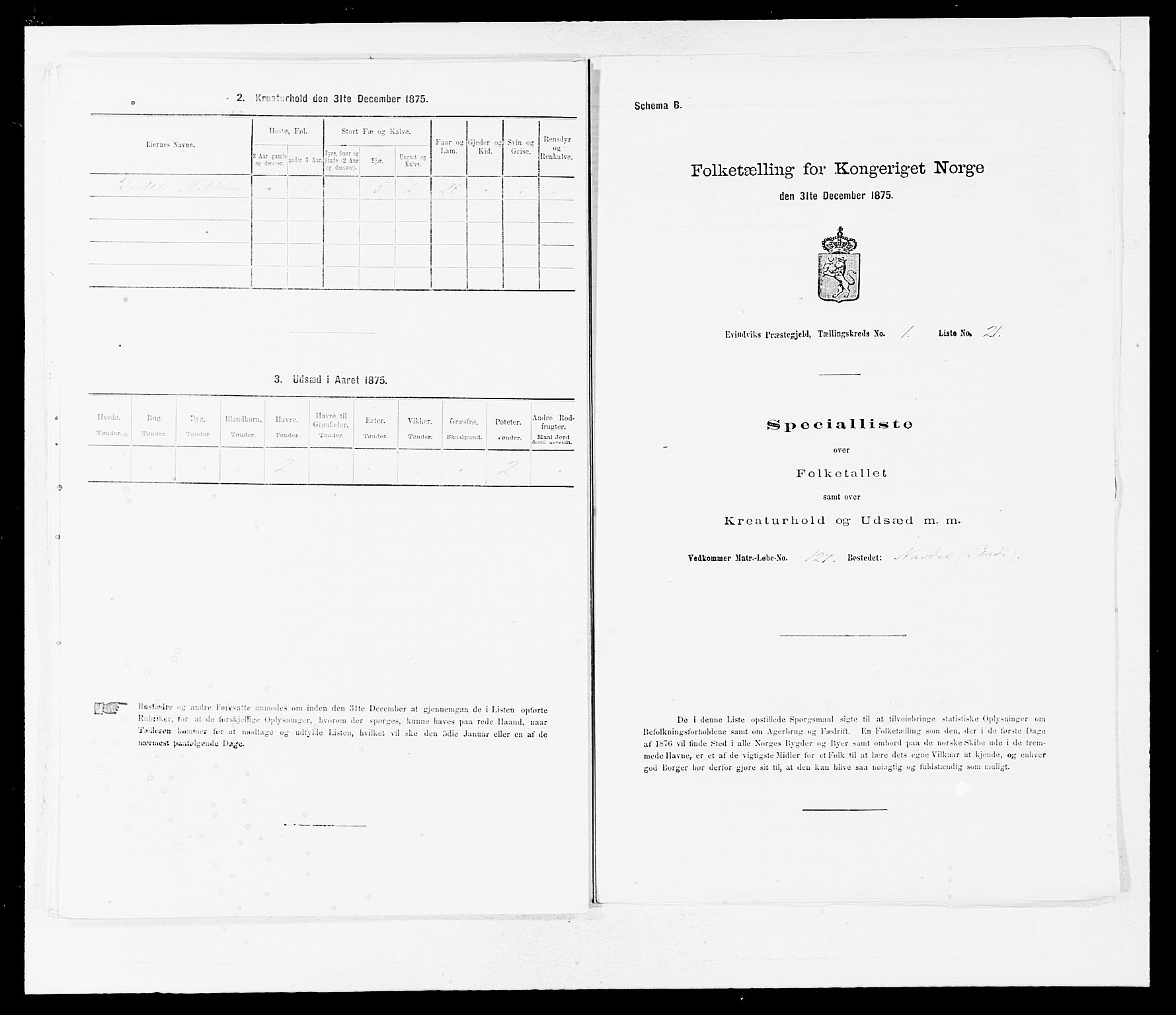 SAB, 1875 census for 1411P Eivindvik, 1875, p. 66