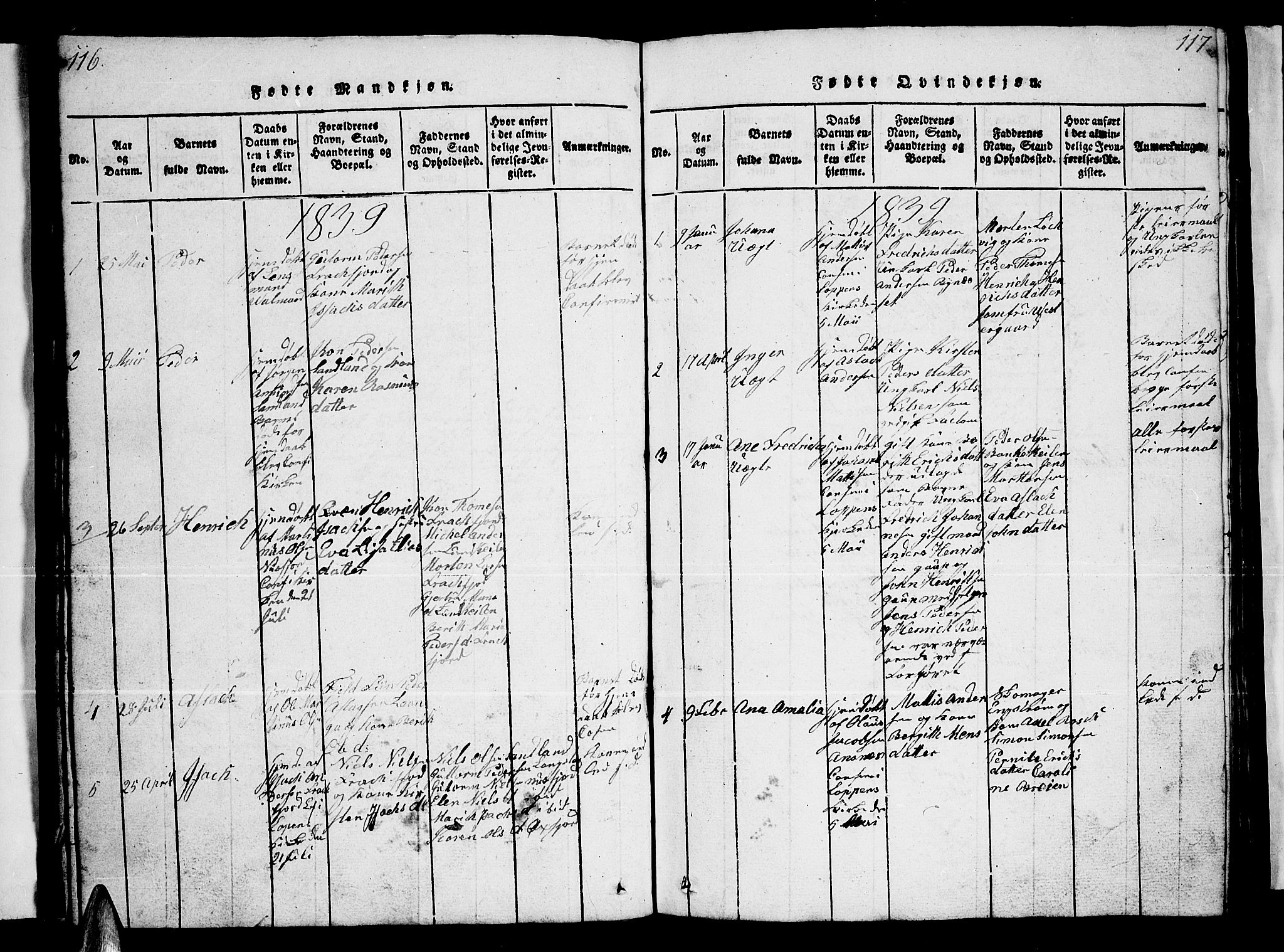 Loppa sokneprestkontor, SATØ/S-1339/H/Hb/L0001klokker: Parish register (copy) no. 1, 1820-1849, p. 116-117