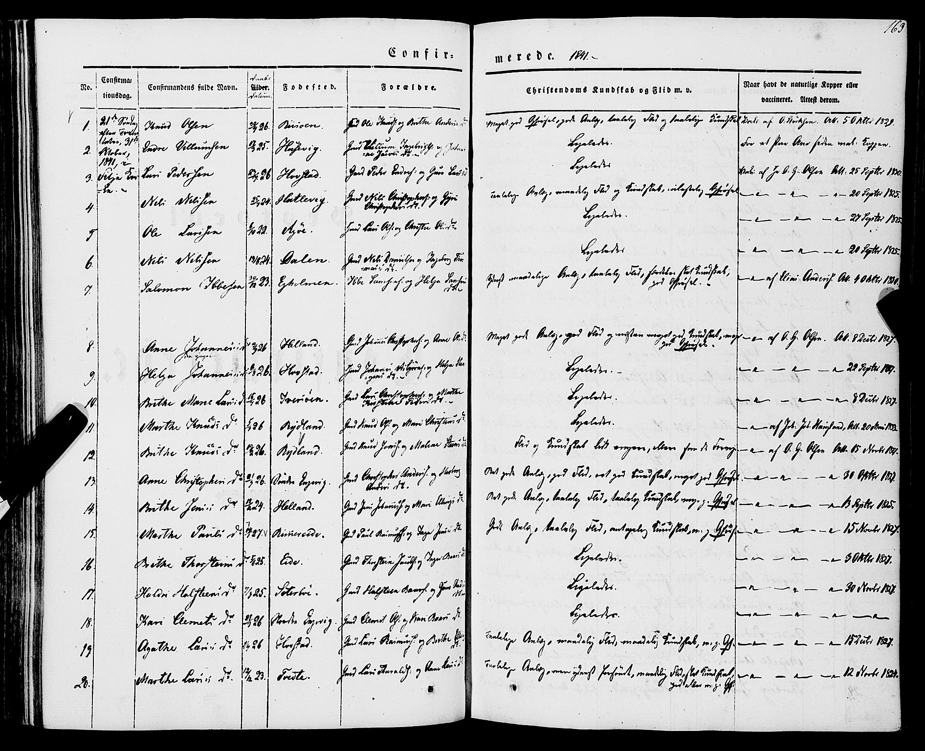 Stord sokneprestembete, AV/SAB-A-78201/H/Haa: Parish register (official) no. A 7, 1841-1861, p. 163