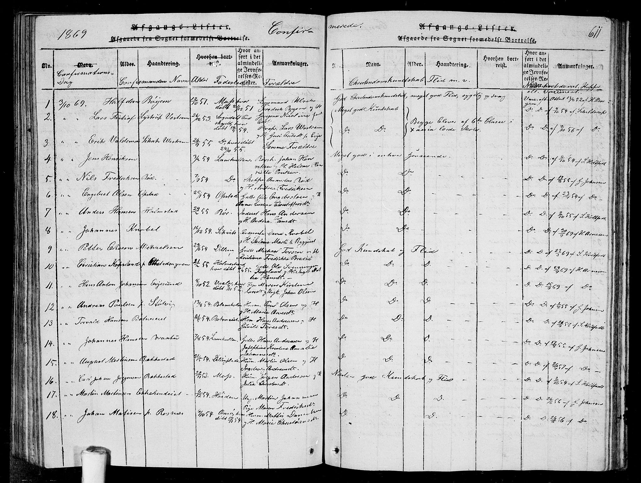 Rygge prestekontor Kirkebøker, SAO/A-10084b/G/Ga/L0001: Parish register (copy) no. 1, 1814-1871, p. 610-611