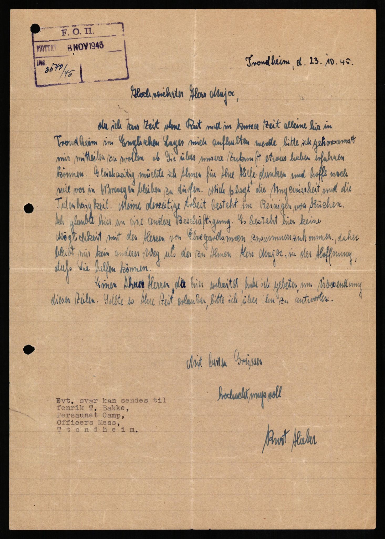 Forsvaret, Forsvarets overkommando II, AV/RA-RAFA-3915/D/Db/L0013: CI Questionaires. Tyske okkupasjonsstyrker i Norge. Tyskere., 1945-1946, p. 172