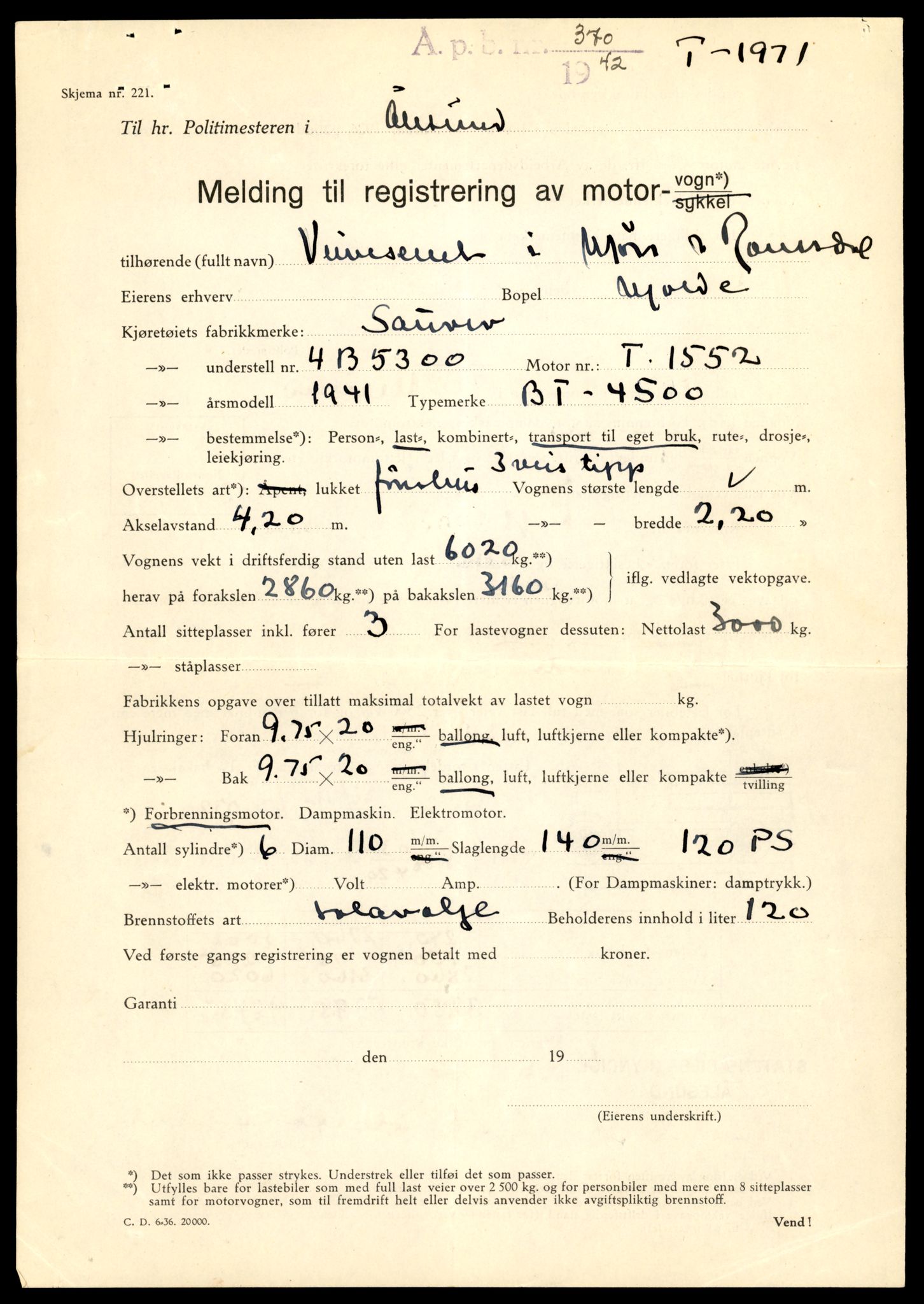 Møre og Romsdal vegkontor - Ålesund trafikkstasjon, AV/SAT-A-4099/F/Fe/L0033: Registreringskort for kjøretøy T 12151 - T 12474, 1927-1998, p. 2941