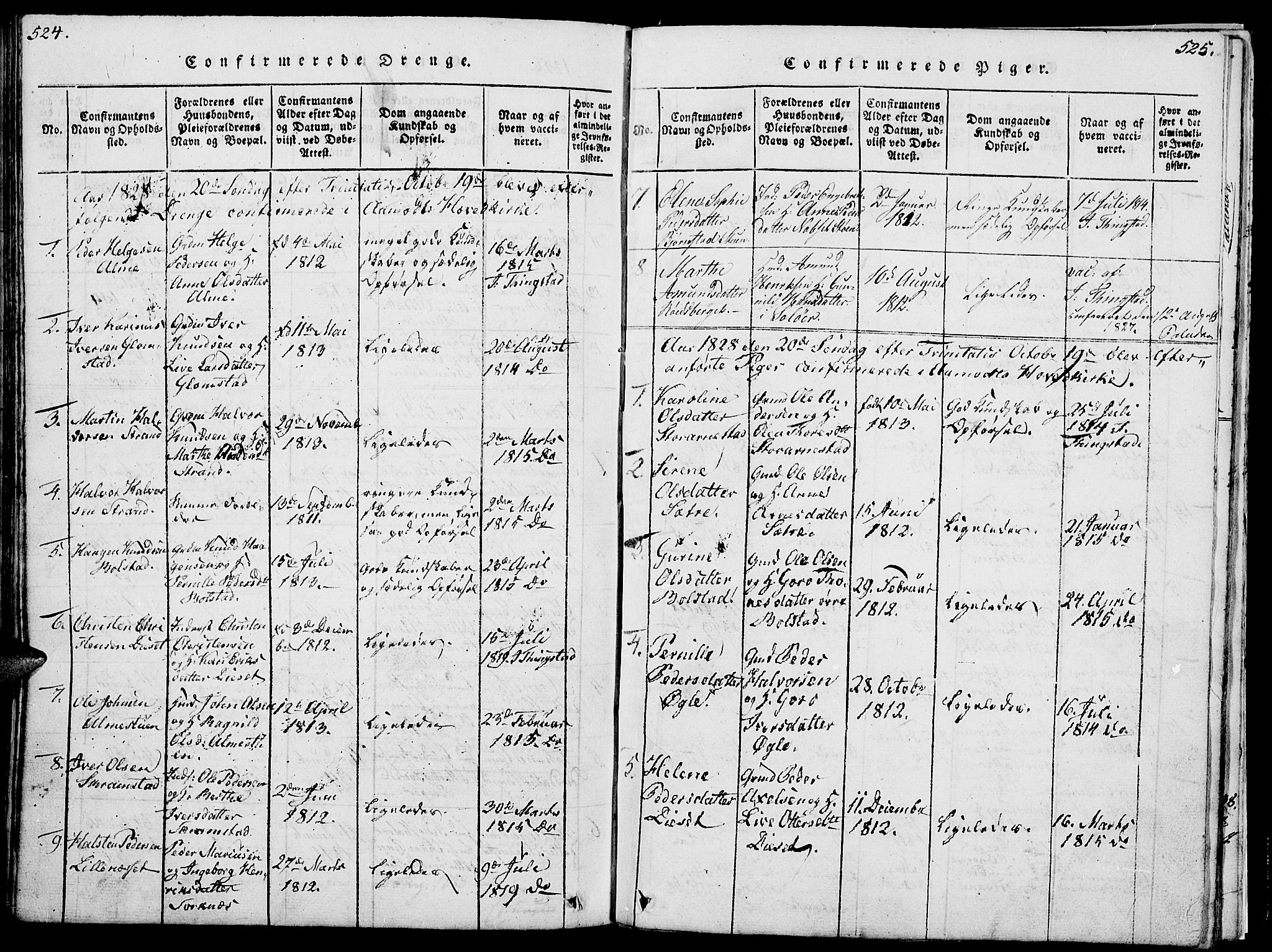 Åmot prestekontor, Hedmark, SAH/PREST-056/H/Ha/Hab/L0001: Parish register (copy) no. 1, 1815-1847, p. 524-525