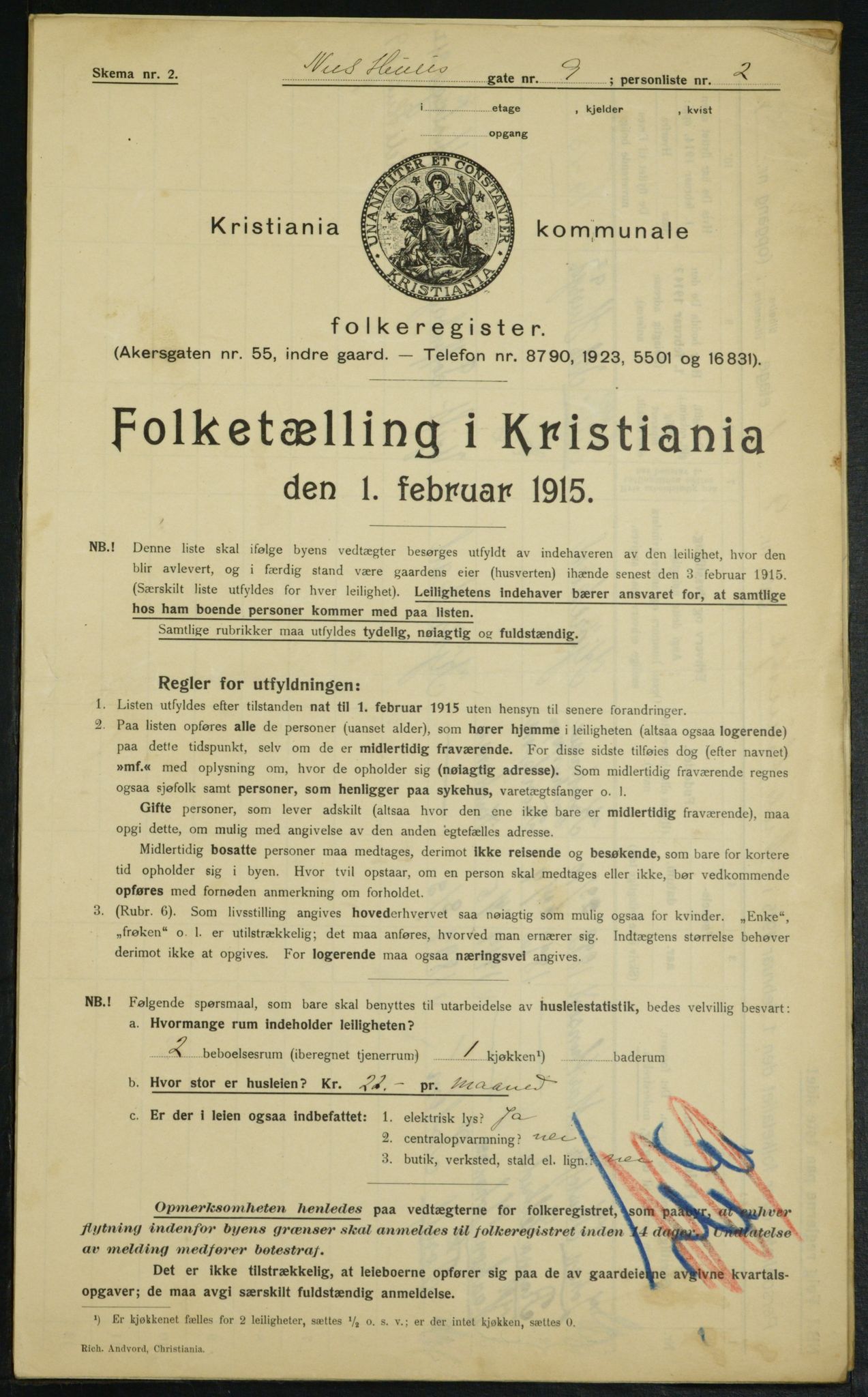 OBA, Municipal Census 1915 for Kristiania, 1915, p. 70381