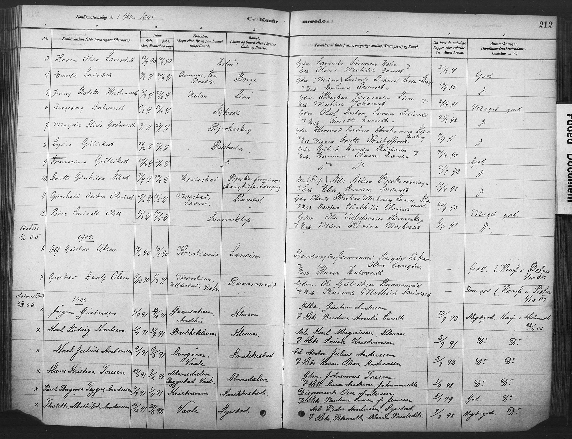Våle kirkebøker, SAKO/A-334/F/Fa/L0011: Parish register (official) no. I 11, 1878-1906, p. 212