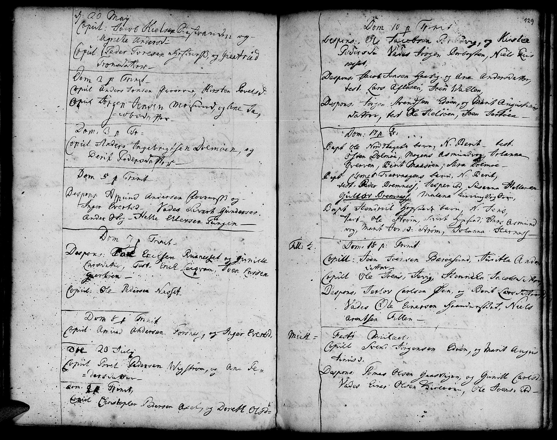 Ministerialprotokoller, klokkerbøker og fødselsregistre - Sør-Trøndelag, AV/SAT-A-1456/634/L0525: Parish register (official) no. 634A01, 1736-1775, p. 129