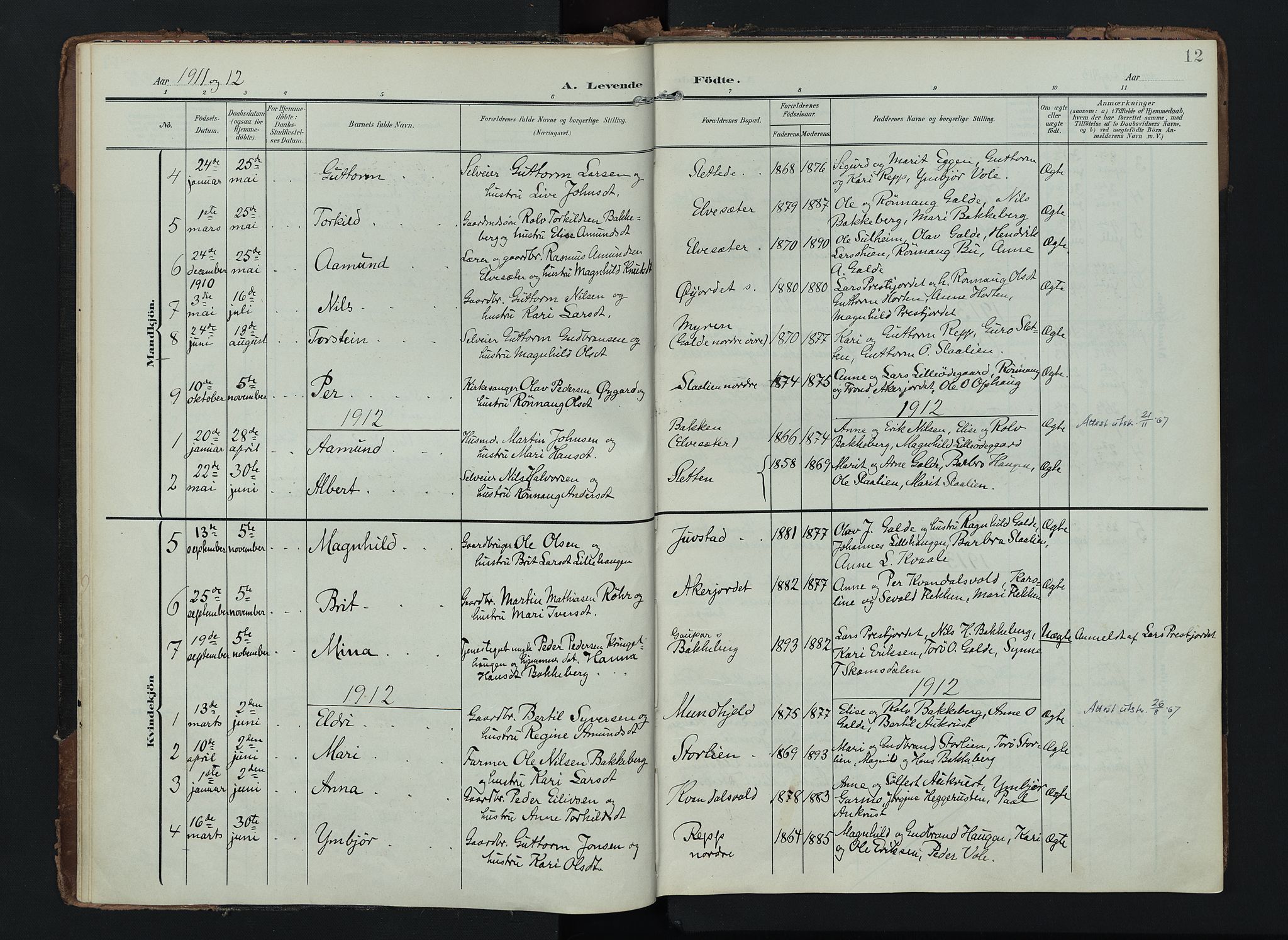 Lom prestekontor, AV/SAH-PREST-070/K/L0012: Parish register (official) no. 12, 1904-1928, p. 12