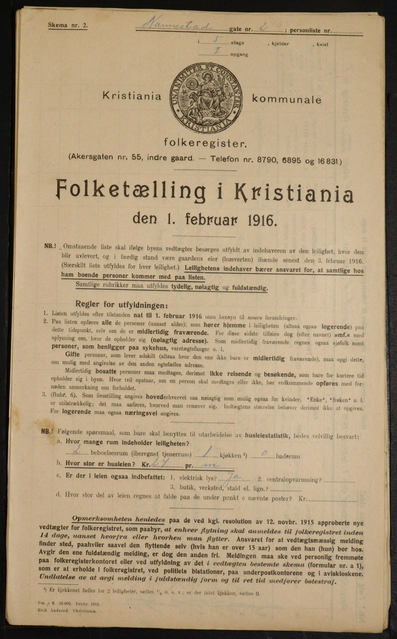 OBA, Municipal Census 1916 for Kristiania, 1916, p. 70753