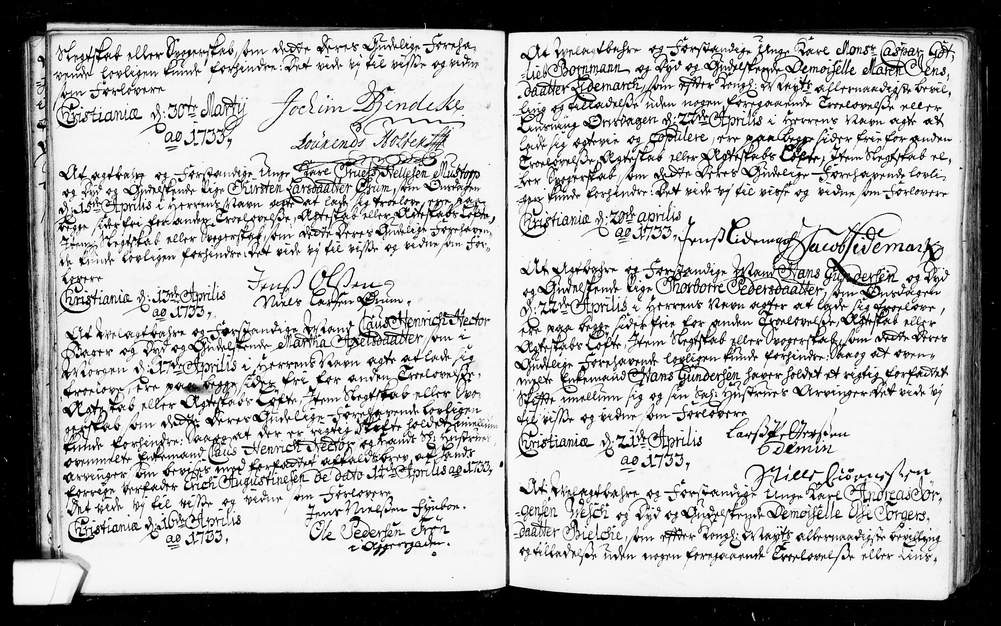 Oslo domkirke Kirkebøker, AV/SAO-A-10752/L/La/L0006: Best man's statements no. 6, 1731-1743