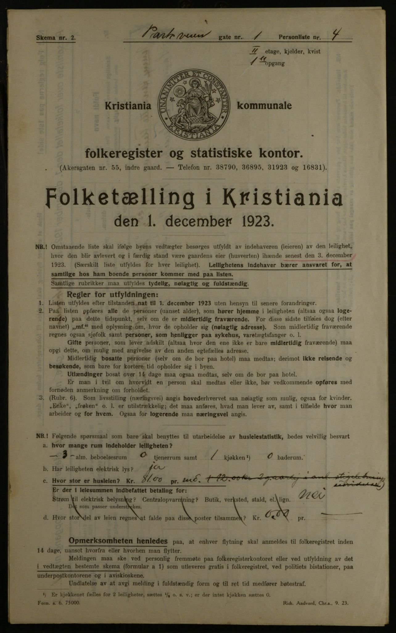 OBA, Municipal Census 1923 for Kristiania, 1923, p. 85818