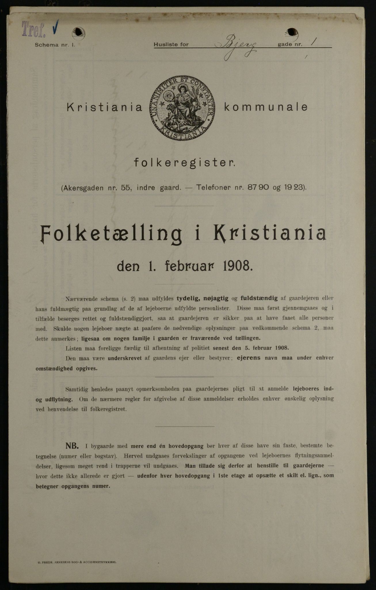 OBA, Municipal Census 1908 for Kristiania, 1908, p. 5351